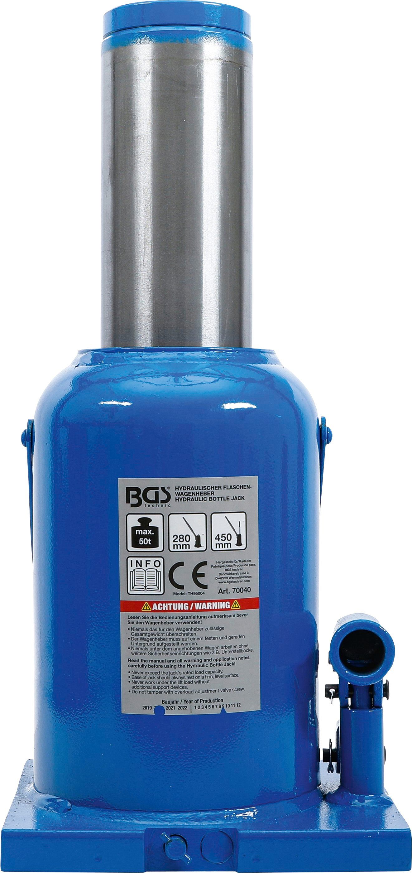 Flaschen-Wagenheber, Hydraulischer Hubhöhe: BGS cm, t Wagenheber 70040, max. bis 17 50