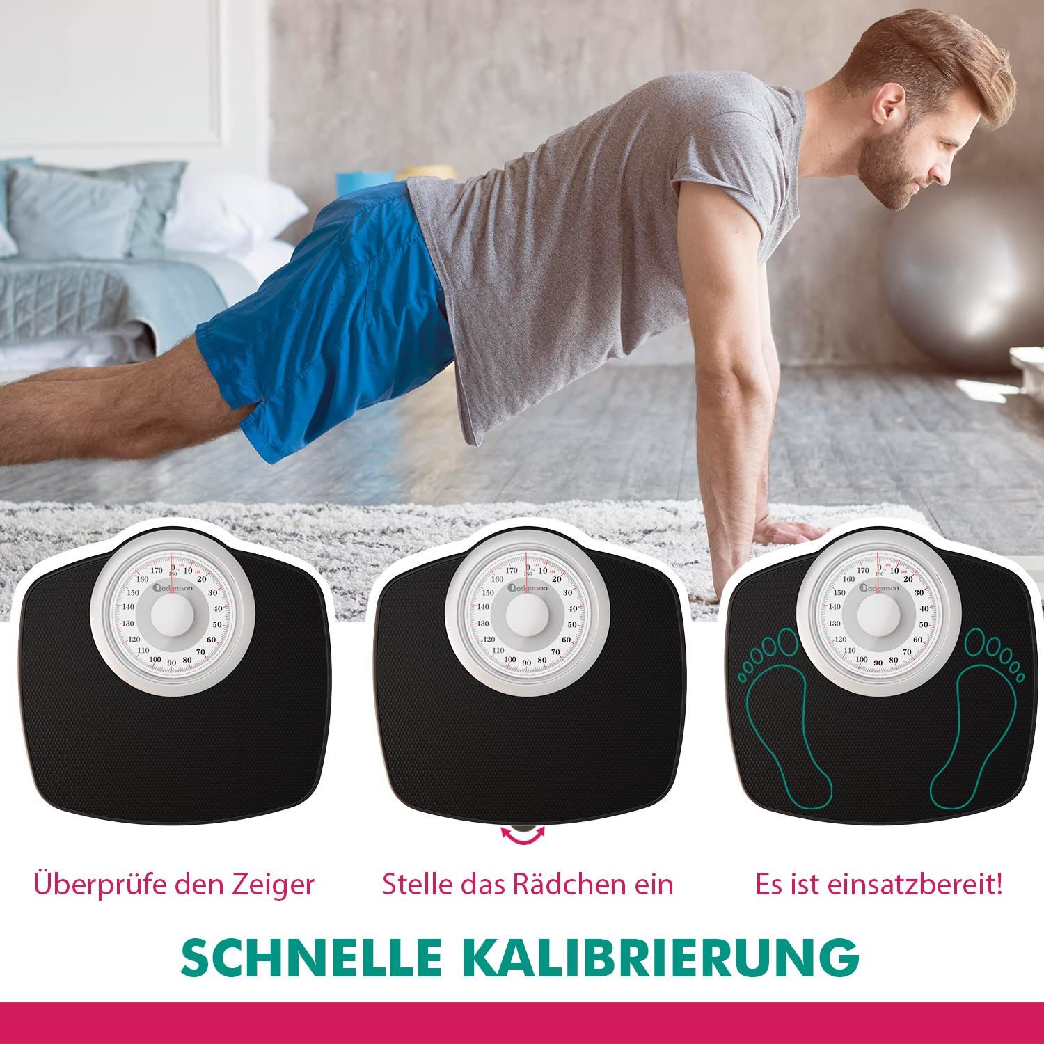 Adamson Personenwaage A25, bis 180kg, analoge Körperwaage