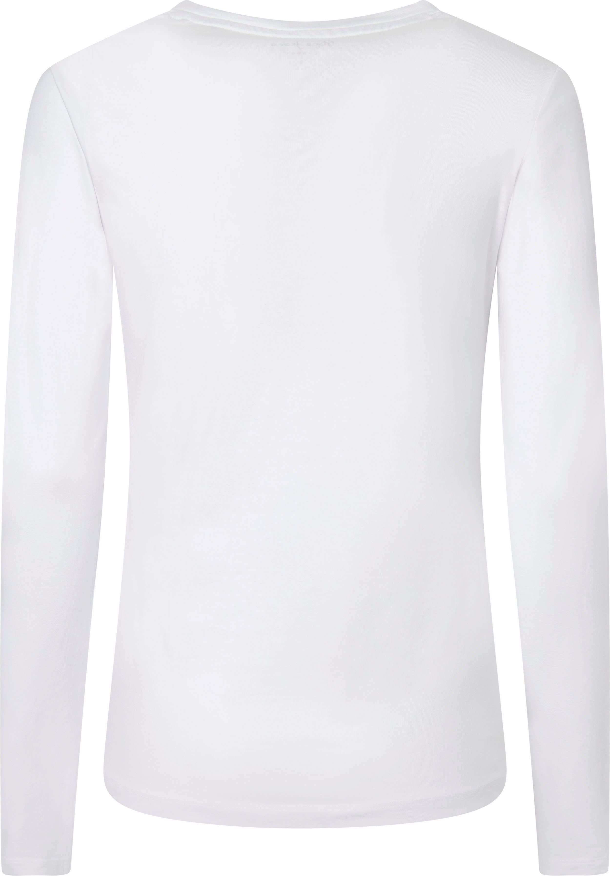 Pepe im Marken-Logo-Print Jeans Langarmshirt 8WHITE N AMBERTA kleinem mit Brustbereich