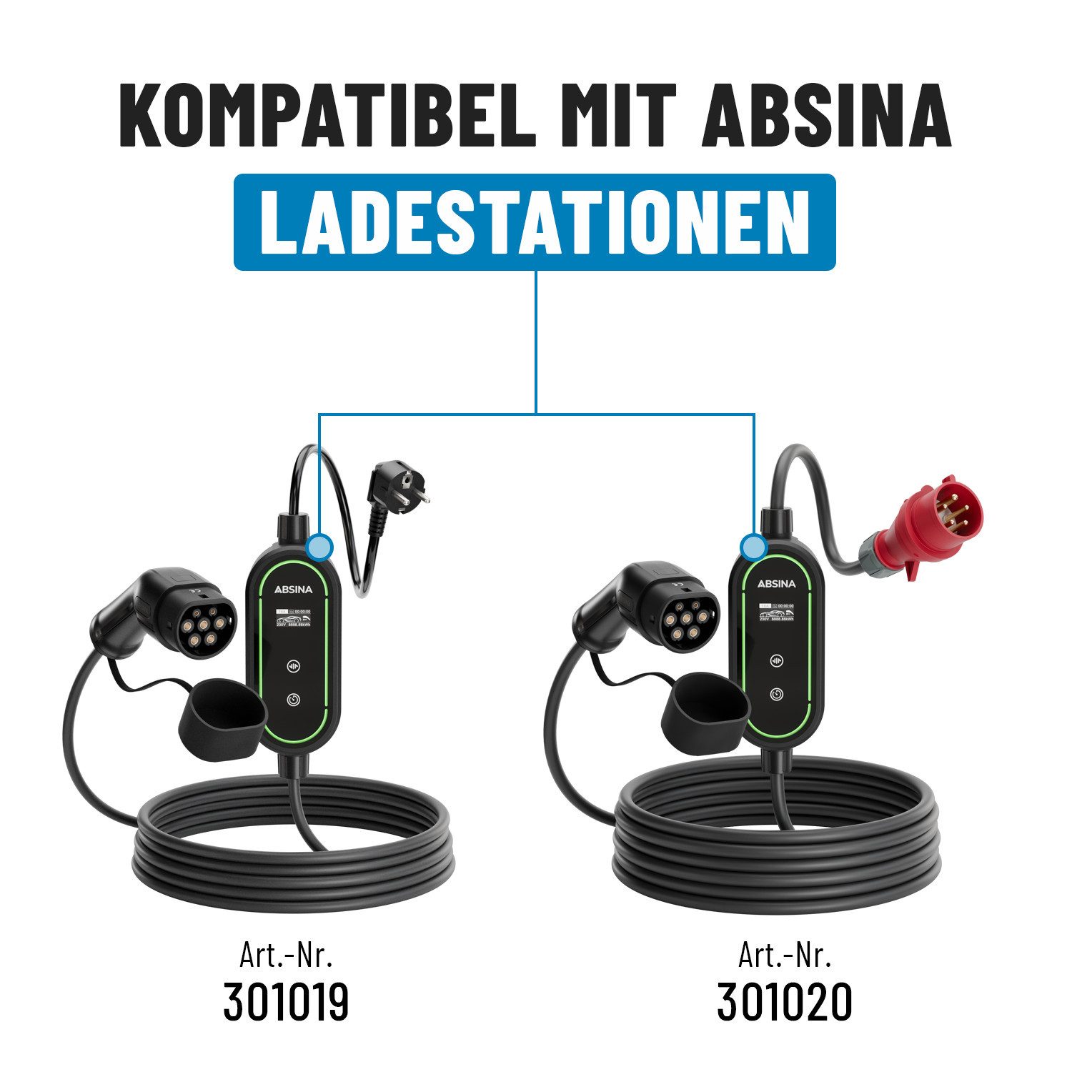 ABSINA Aluminium Typ 2 Wandhalterung für ABSINA Schuko+ CEE Ladekabel Elektroauto-Ladegerät (1-tlg)