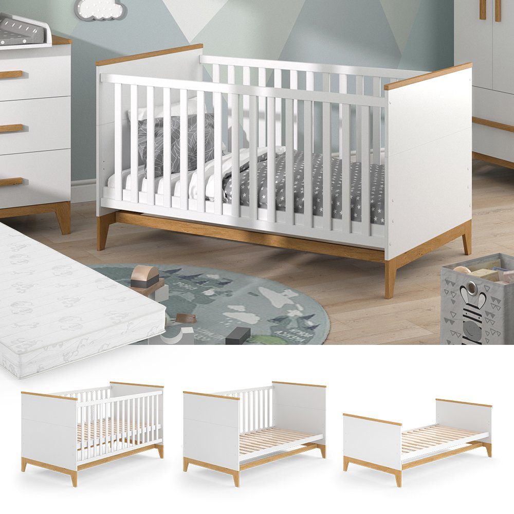 VitaliSpa® Babybett Malia, Weiß/Eiche, 70x140 cm günstig online kaufen