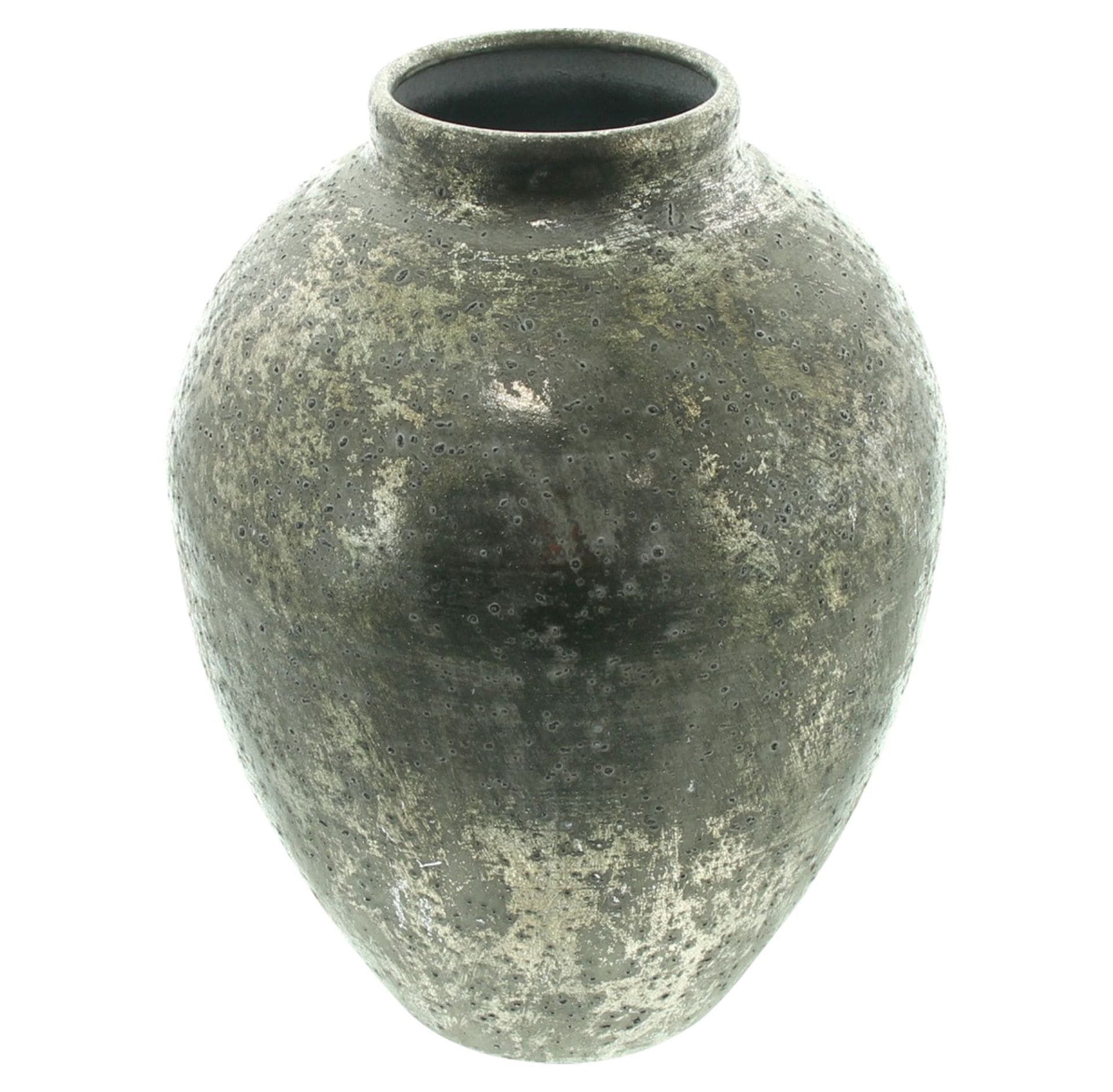 Dekoleidenschaft Dekovase "Metallic" Metall Vase mit Antik Finish in Gold, 23 cm hoch, Tischvase, für Trockenblumen, Blumenvase für Zweige & Äste