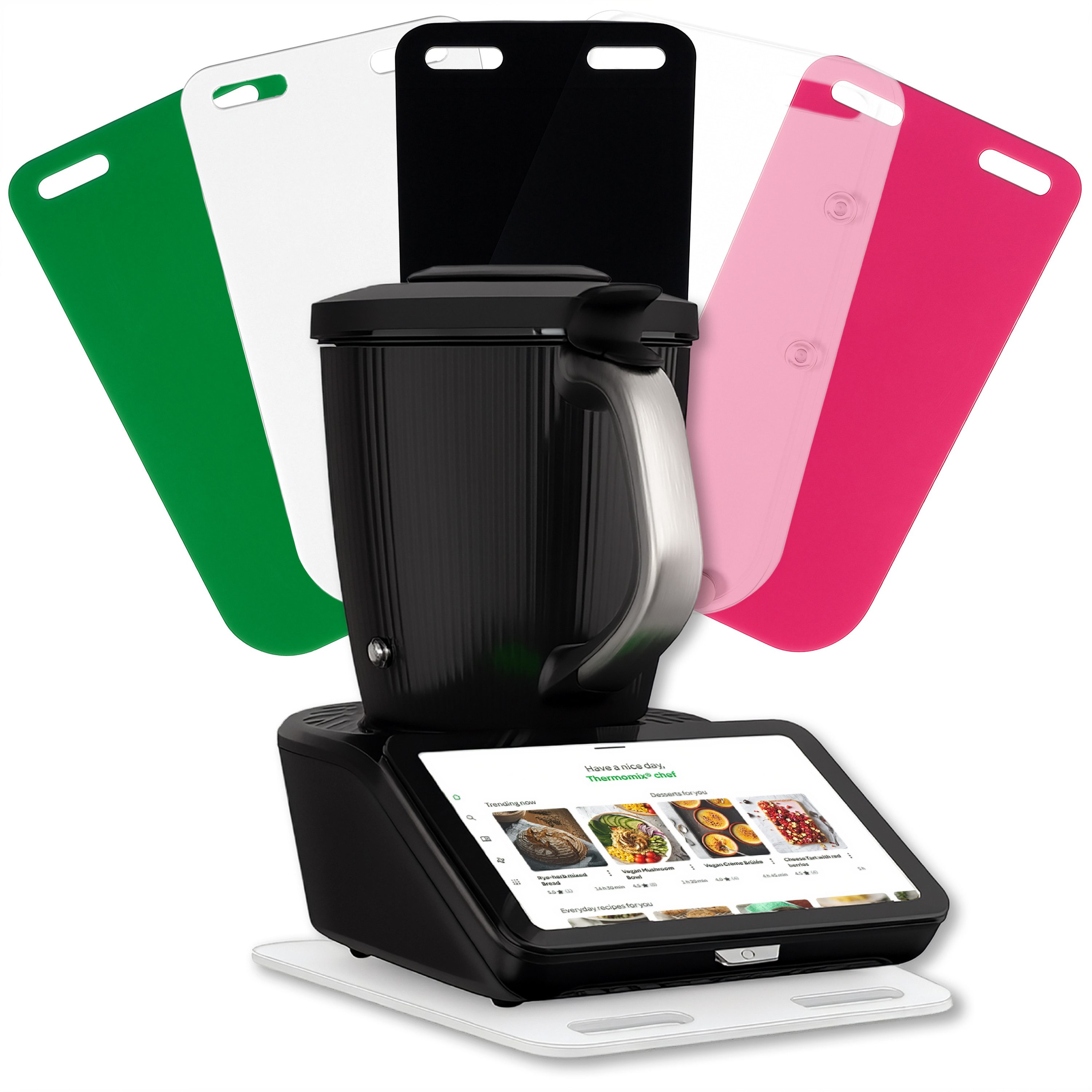 AREA17 Küchenmaschinen Zubehör-Set Acryl Gleitbrett für Thermomix TM7, 46x25cm, Farbwahl, Zubehör für TM7, stabiler Stand durch Gummifüße & leichtes Verschieben, dank Teflongleitern, einfache Handhabung, passend für jede Küche