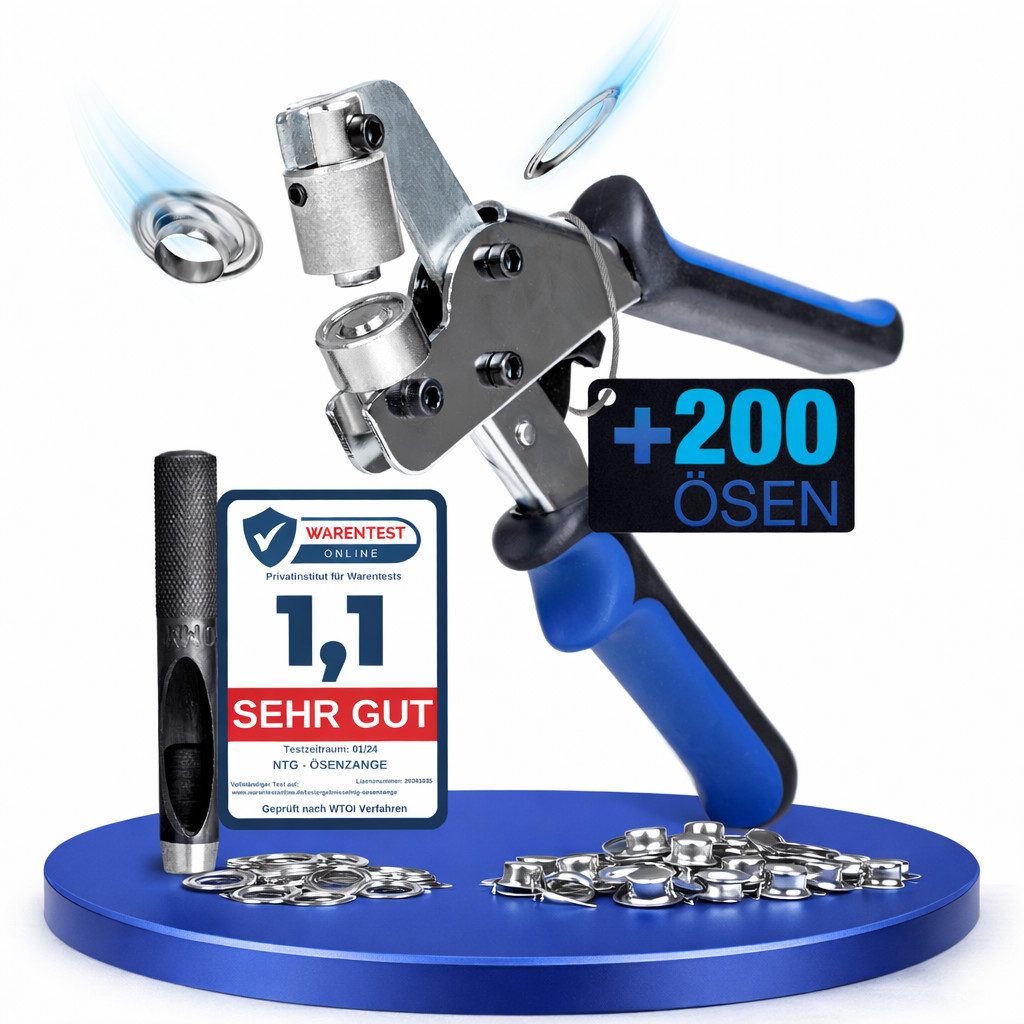 NTG Nutzfahrzeug Technik GmbH Ösenzange SET (10mm) Magnetische Ösenpresse aus Stahl Lochzange Werkzeug, 1-tlg.
