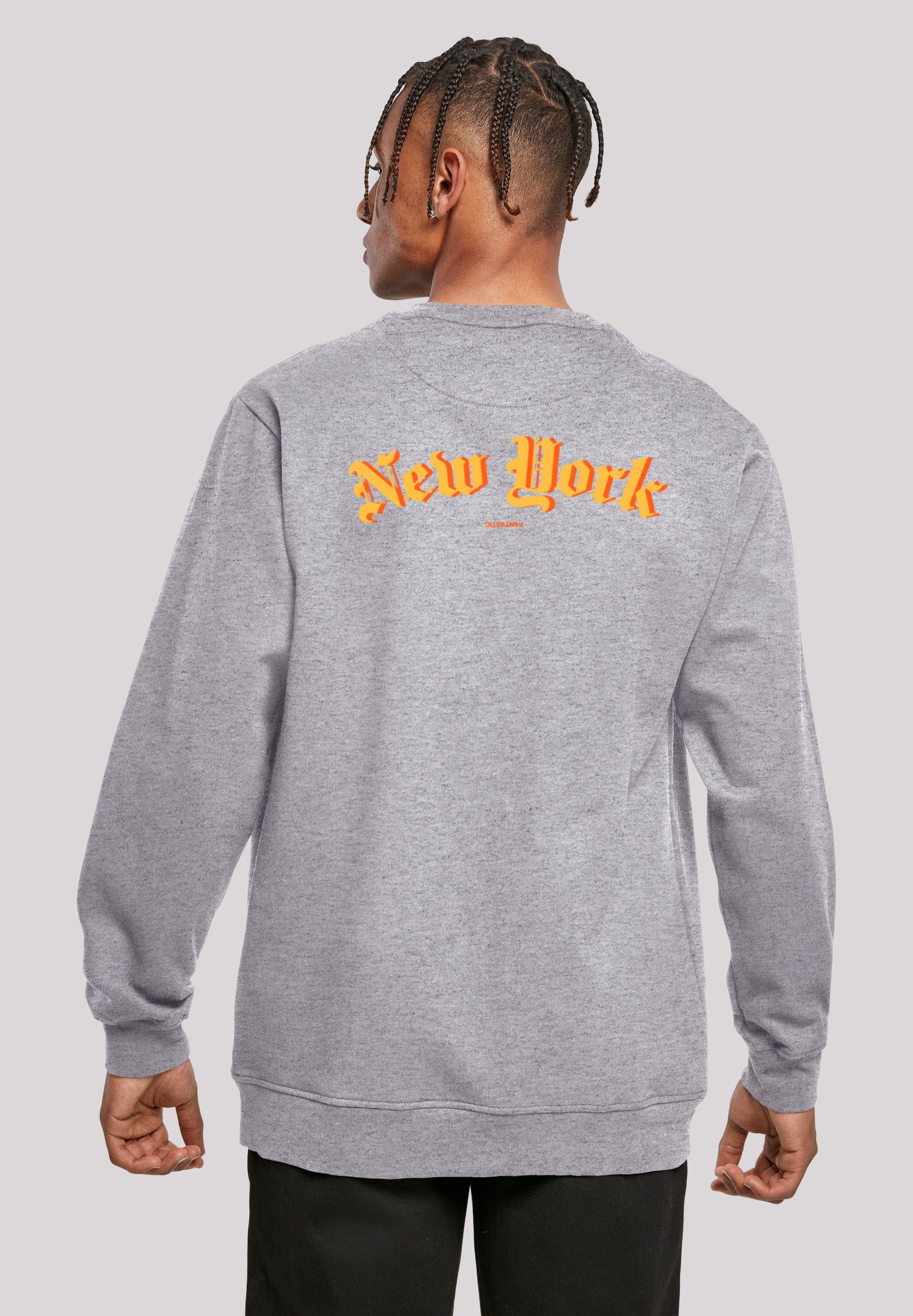 F4NT4STIC Hoodie New York Orange CREW heather grey