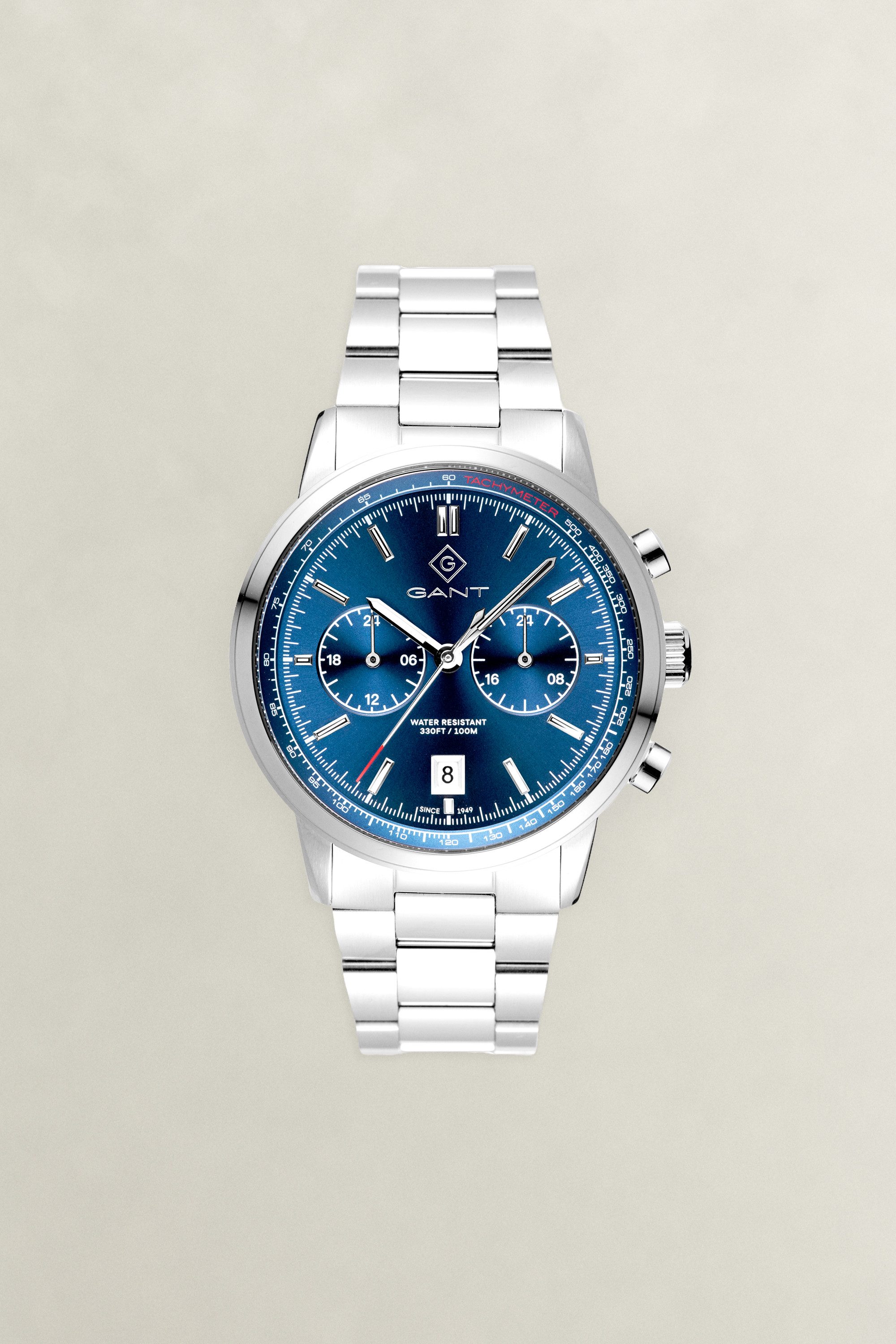 Gant Quarzuhr Bergamo G196002, Armbanduhr, Herrenuhr, Edelstahlarmband, analog, Tag, Dualzeit