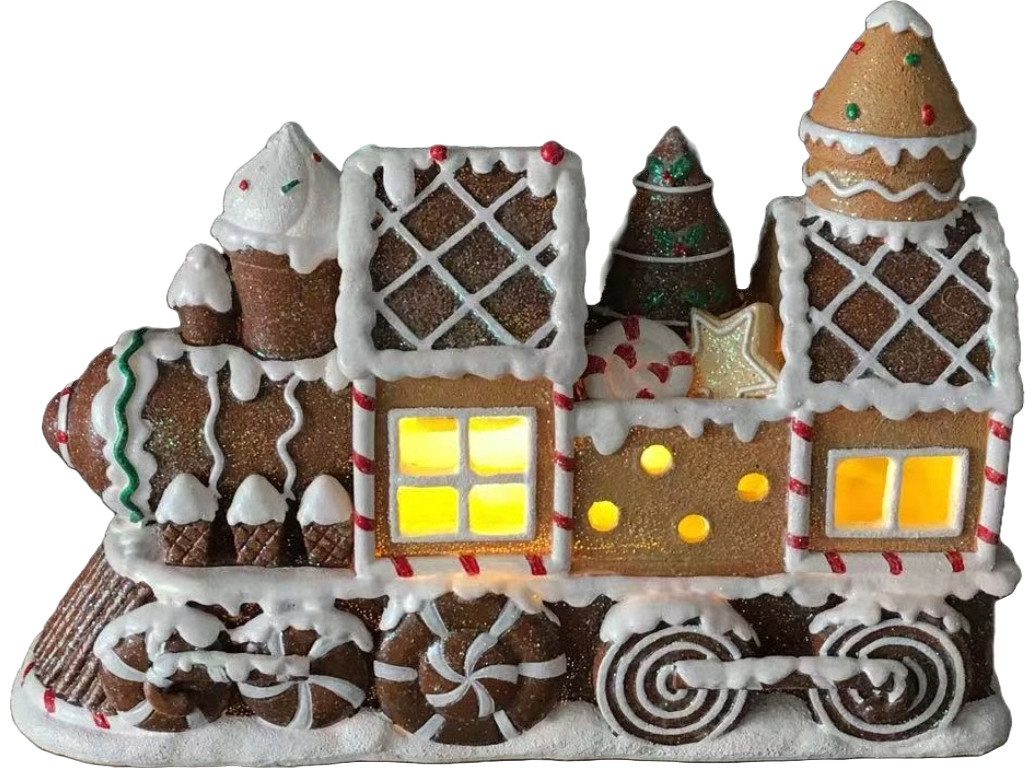 Figurendiscounter Weihnachtsszene Figur Lebkuchenzug 18 x 10 x 25 cm braun