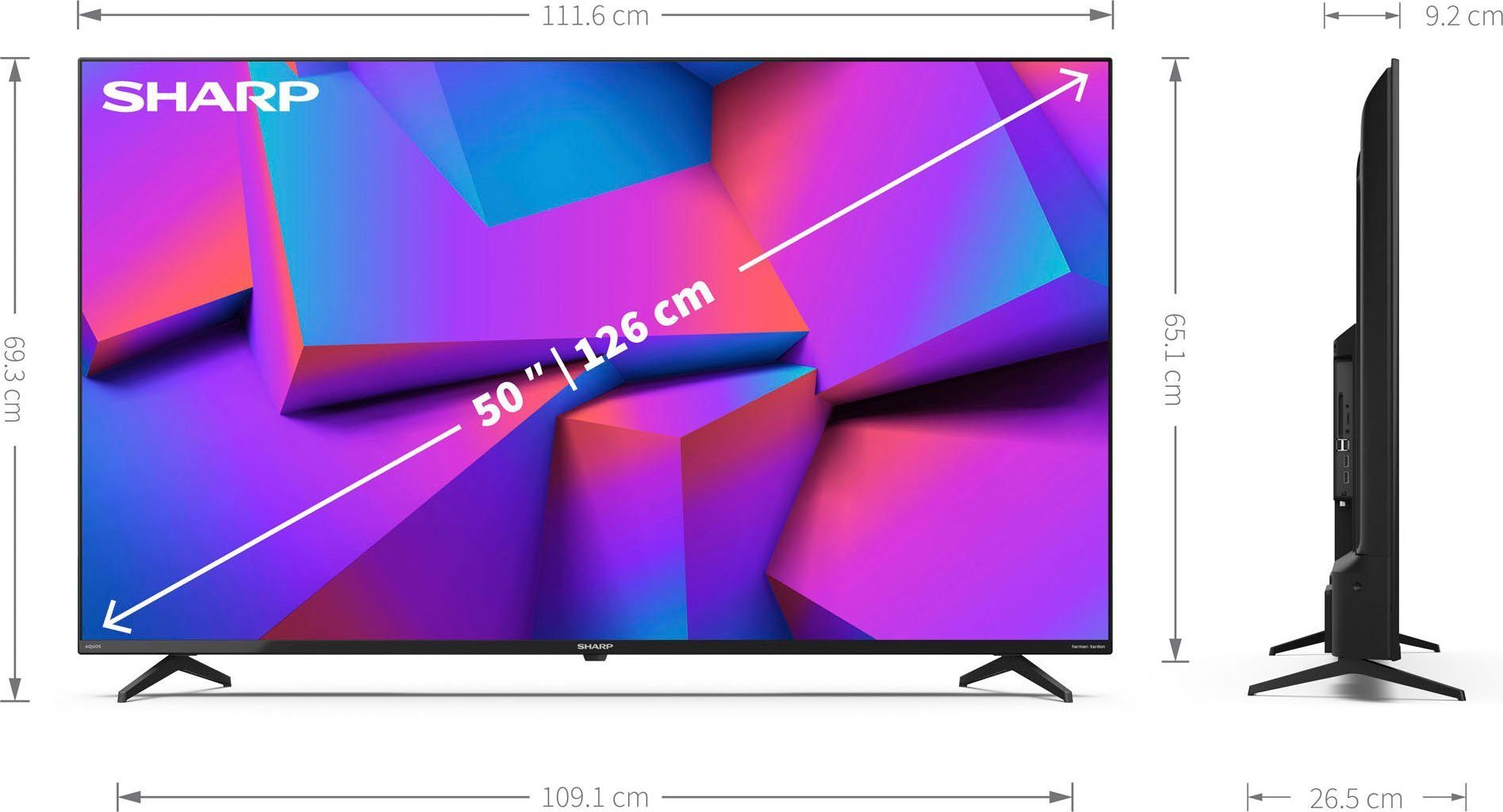 Smart-TV) (126 Sharp HD, 4K Zoll, cm/50 4T-C50FK2EL2NB LED-Fernseher Ultra