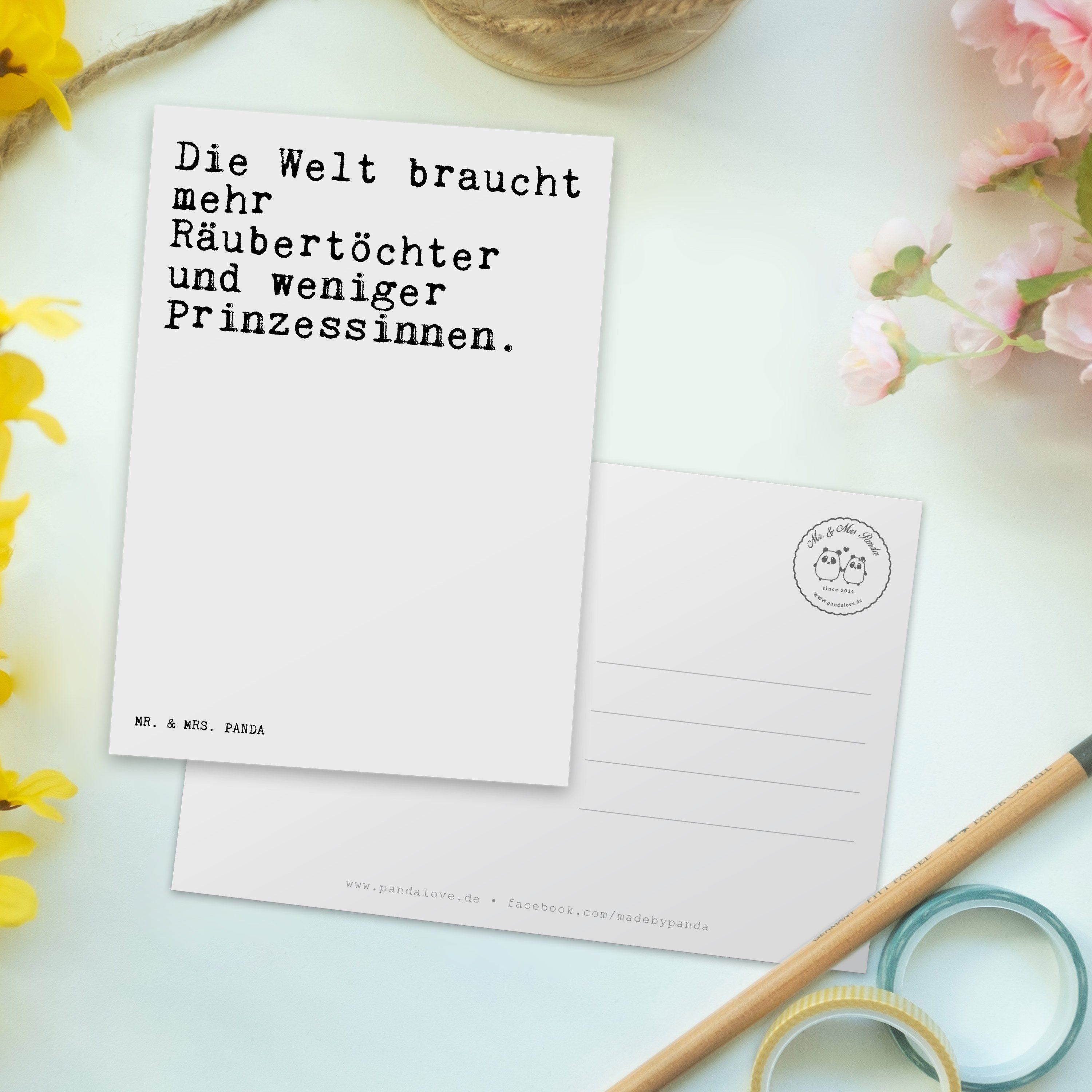 Panda Geschenk, braucht mehr... Prinz, Zitate Postkarte Welt Mrs. - Die - & Weiß Prinzessin, Mr.