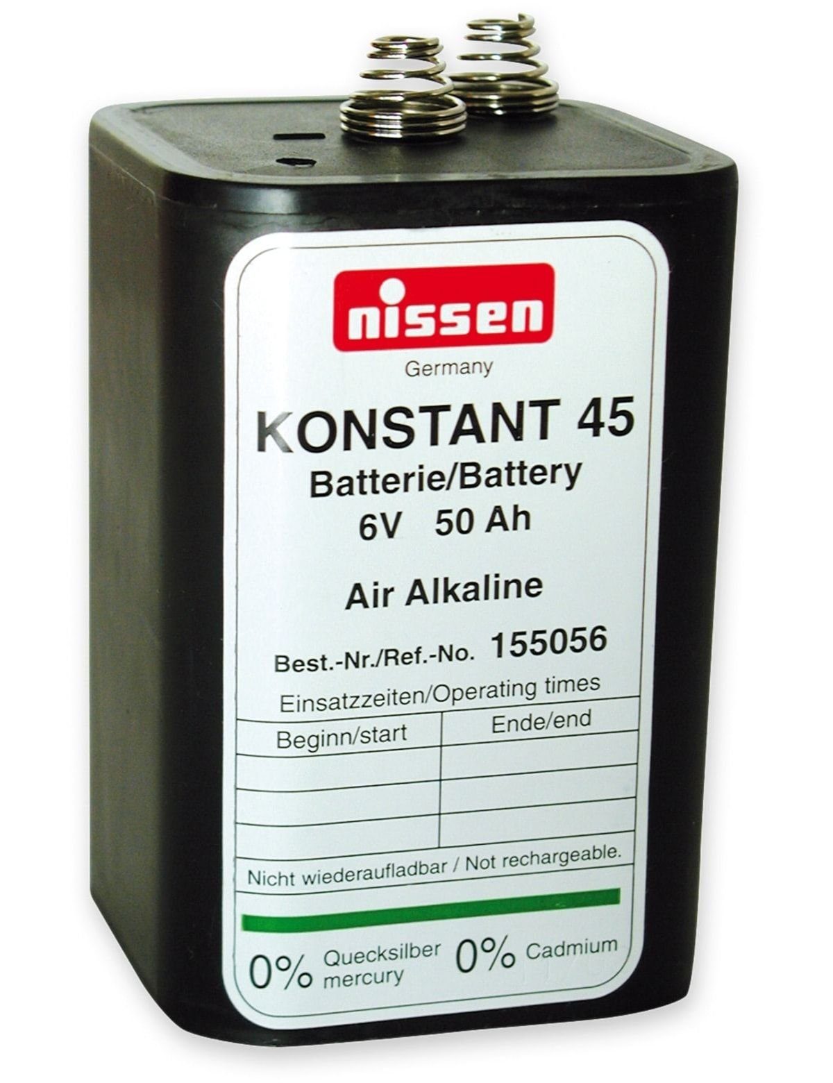 Batterie NISSEN 45, Konstant Nissen Zn/Luft, 6 Blockbatterie 4R25,
