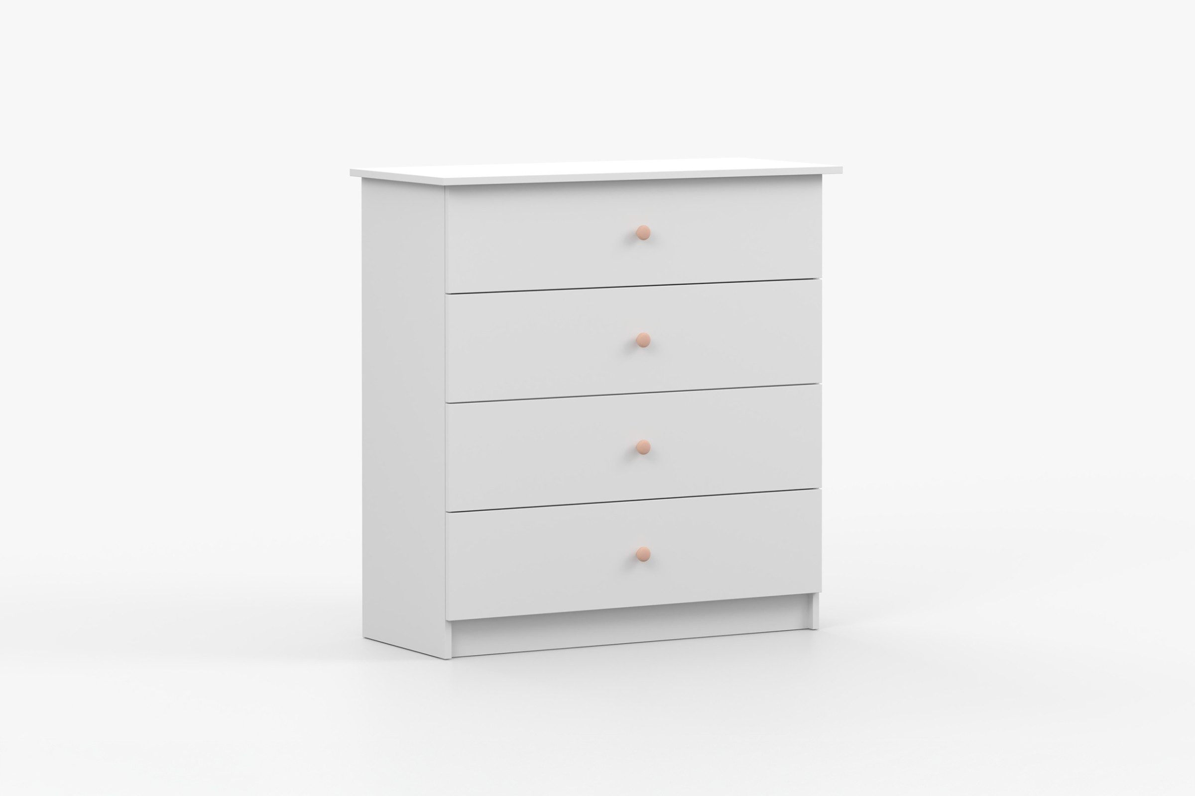 Deine Möbel 24 Kommode OSCAR 95 cm breit Sideboard mit 4 Schubladen (Set, 4 St., ganz in Weiß / Cashmere, Griffe: Rosa / Anthrazit OSCAR-Kollektion), Kinderzimmer Jugendzimmer Jungenzimmer Mädchenzimmer Schlafzimmer