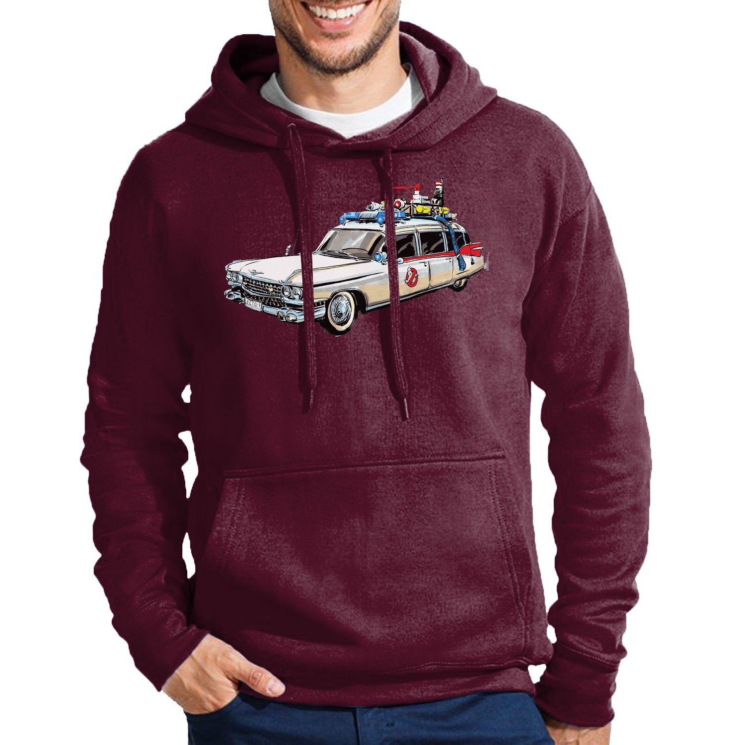 Blondie & Brownie Hoodie Herren Ghostbusters Cars Auto Geisterjäger Geister Film Ghost mit Kapuze Burgund