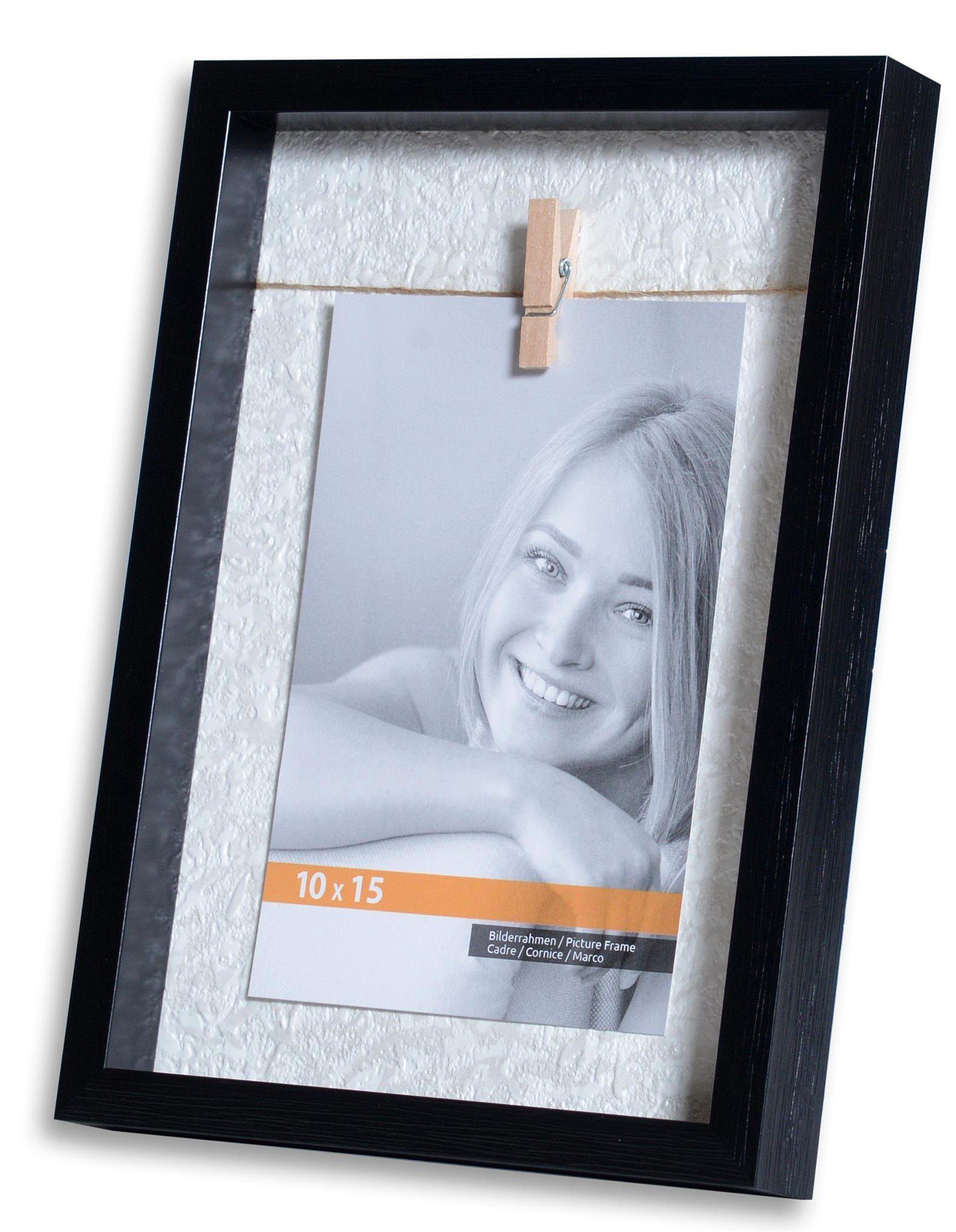 extra mit 10x15 Collage - Clip (Zenith) anheften cm 1 Rahmen für Holz Bilderrahmen aus Klammern schwarz in von Victor Rahmen, zum in Bild Fotos