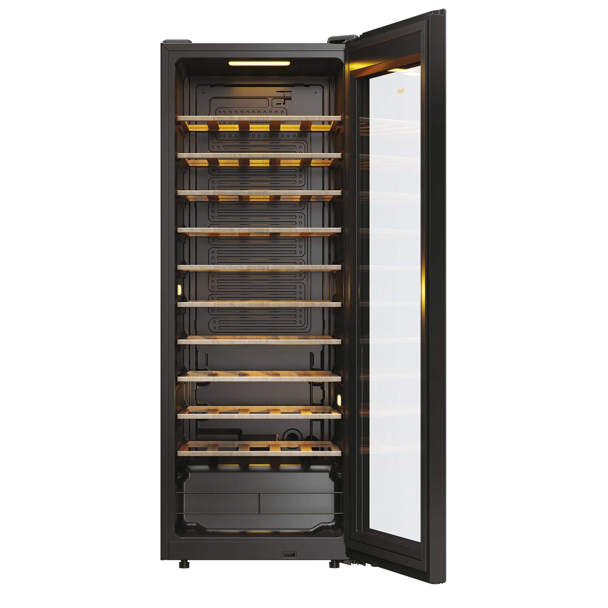 Haier Weinkühlschrank HWS58GGH1, für 58 Standardflaschen á 0,75l,58 Flaschen, Wifi/hOn App, Holzablagen, UV undurchlässig – Bild 4 von 5