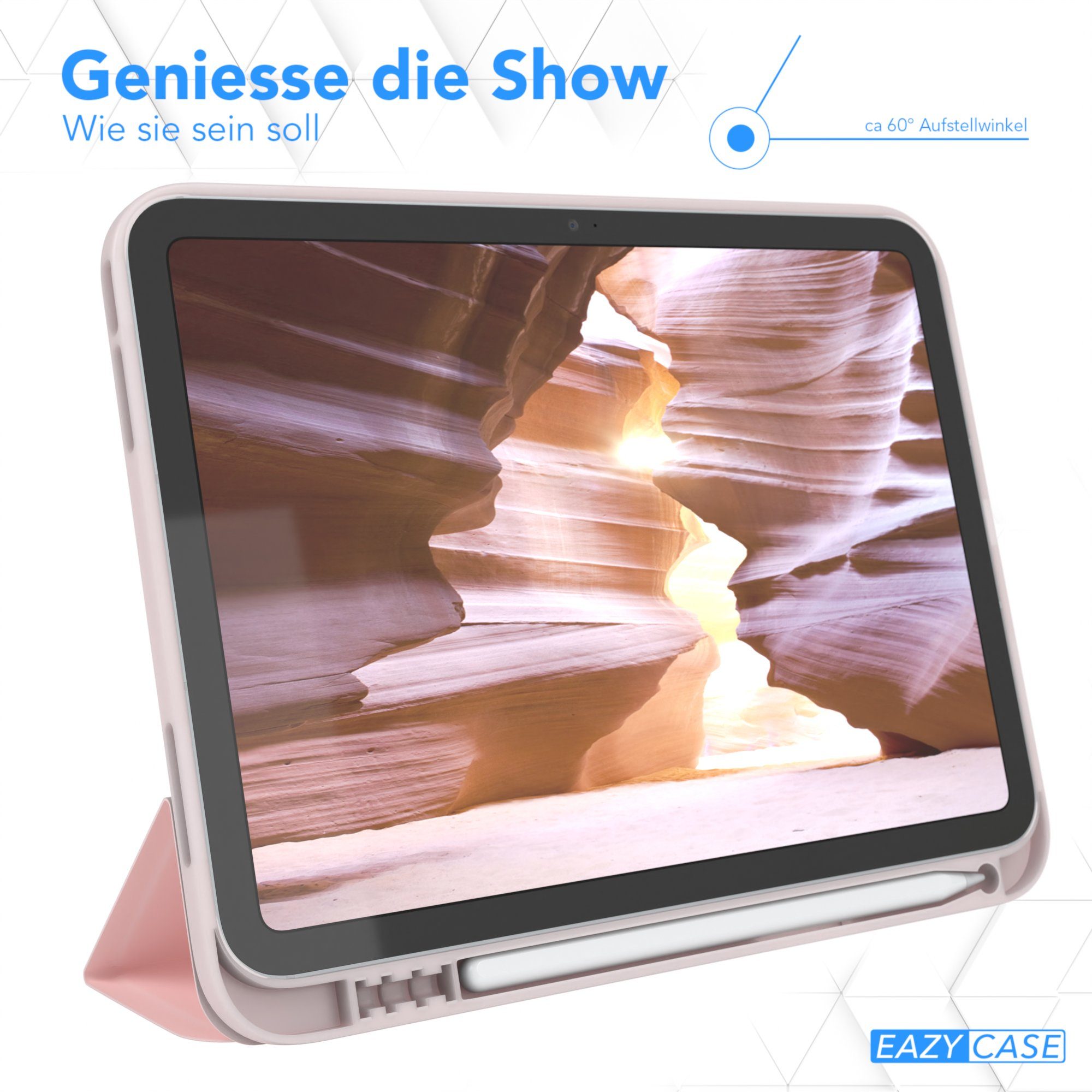 EAZY CASE Tablet-Hülle Penholder Smartcase für Apple iPad 2025 (11. Gen) 11 Zoll, Hülle mit Stifthalter magnetisch kratzfeste Tasche zum Aufkappen Rosa – Bild 4 von 5
