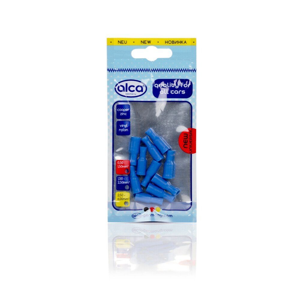 alca Kabelverbinder-Sortiment Rundsteckhülse vollisoliert blau 5,0mm 10St. | Kabelverbinder