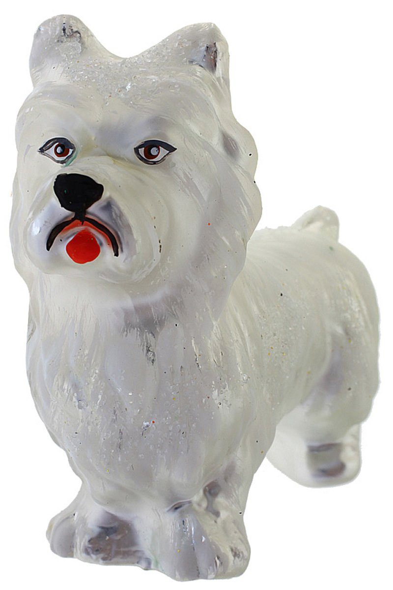 Hamburger Weihnachtskontor Highland mundgeblasen Terrier weiß, - Christbaumschmuck handdekoriert - Dekohänger West