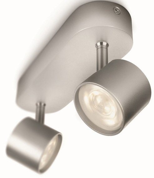 Philips Deckenspot Star, LED fest integriert, Warmweiß, myLiving LED Spot  2flg. 1000lm, Aluminium