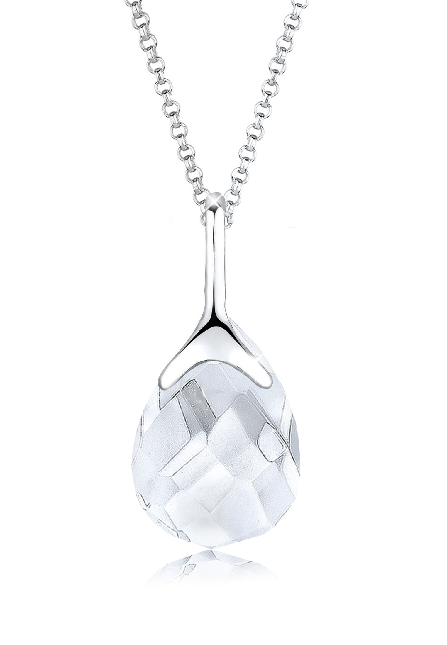 Elli Kette mit Anhänger Bergkristall Tropfen Klassisch 925 Silber