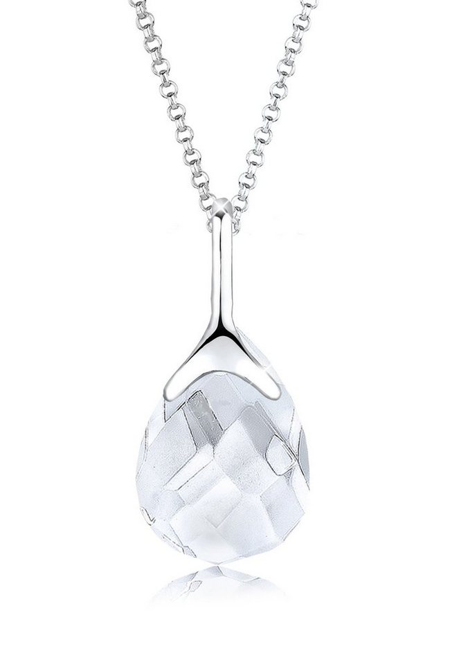 Silberkette mit tropfenförmigem Bergkristall