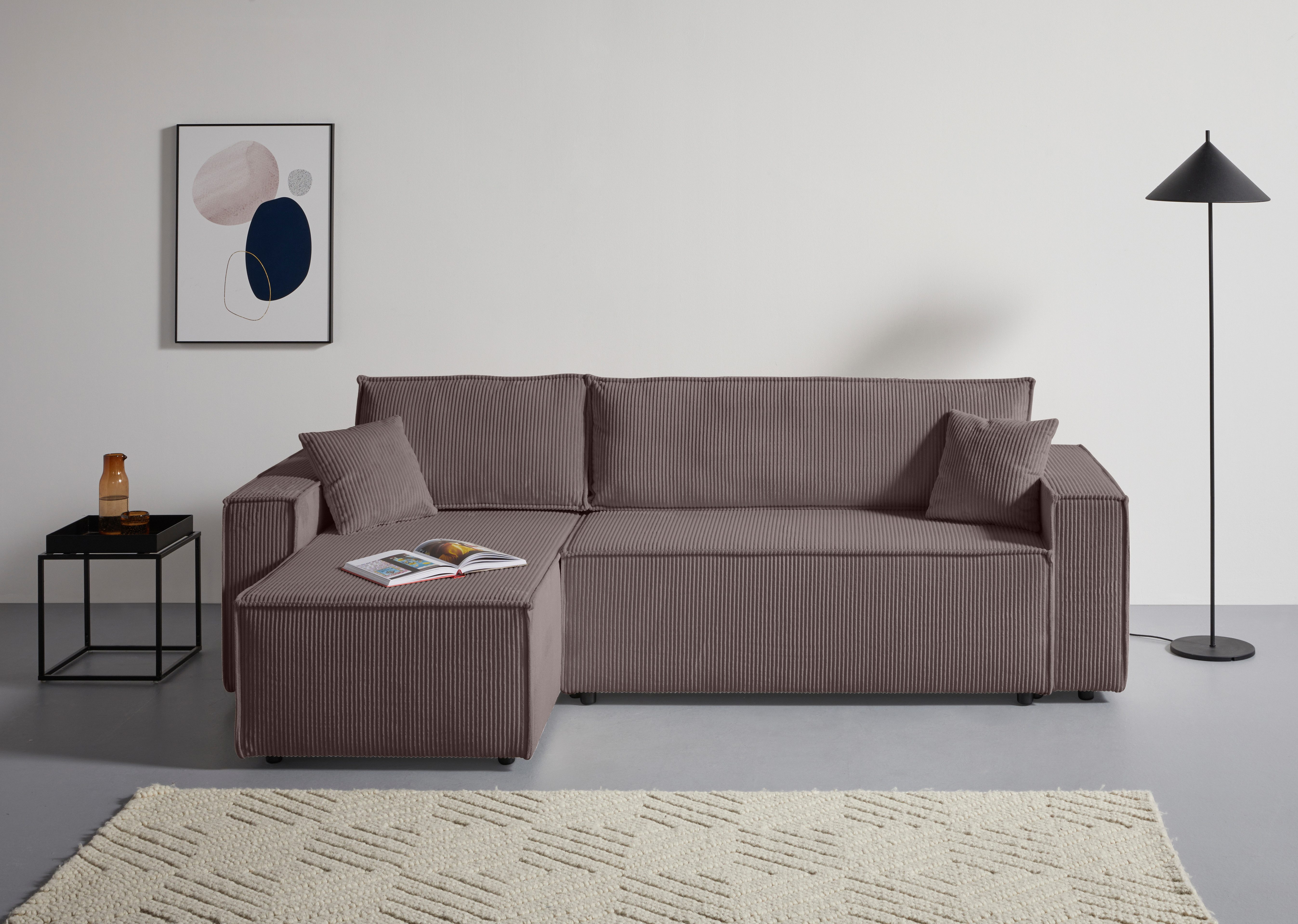 OTTO home Ecksofa CASSI L-Form, 241cm - OTTO. Verlässliche Qualität., Schlaffunktion (133/200), Bettkasten, Cord, Unser Tiefpreis