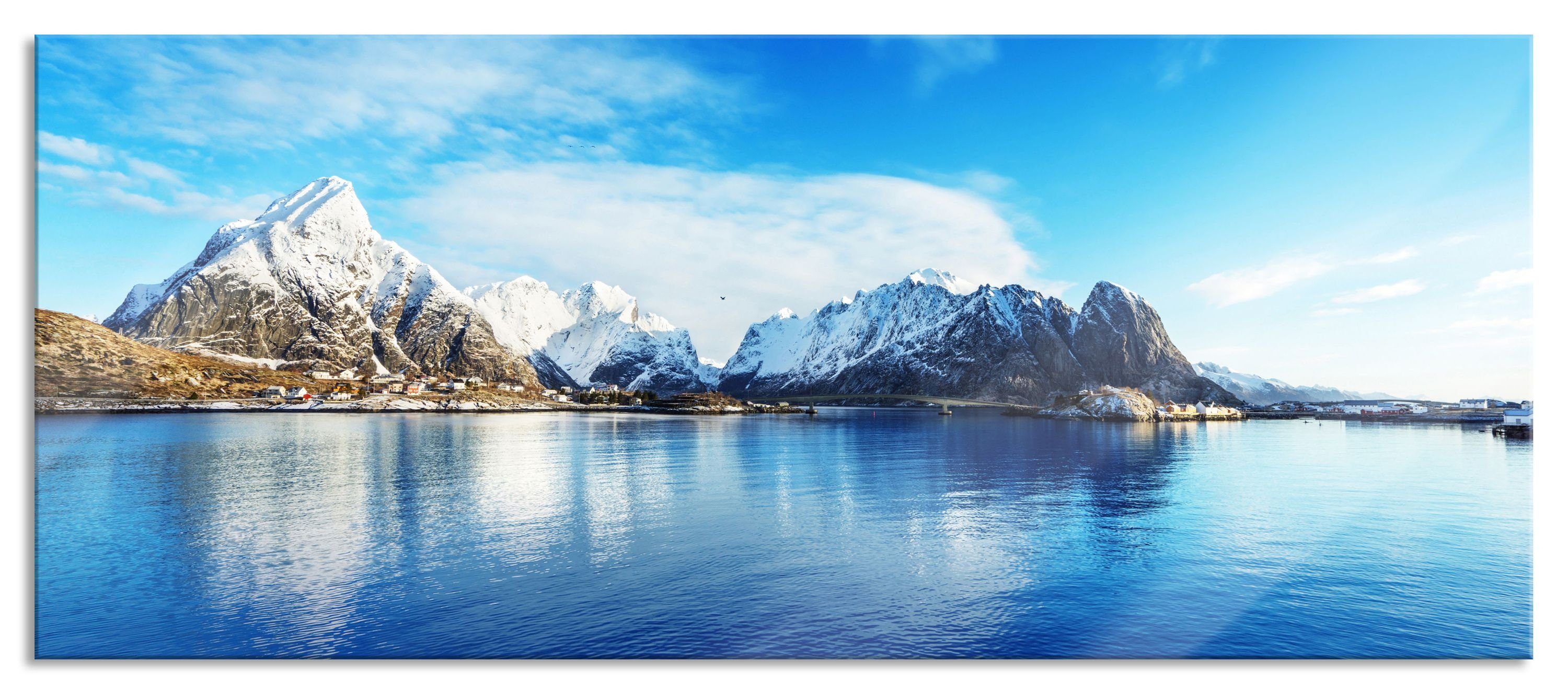 Pixxprint Glasbild Lofoten in Norwegen, Lofoten in Norwegen (1 St), Glasbild aus Echtglas, inkl. Aufhängungen und Abstandshalter