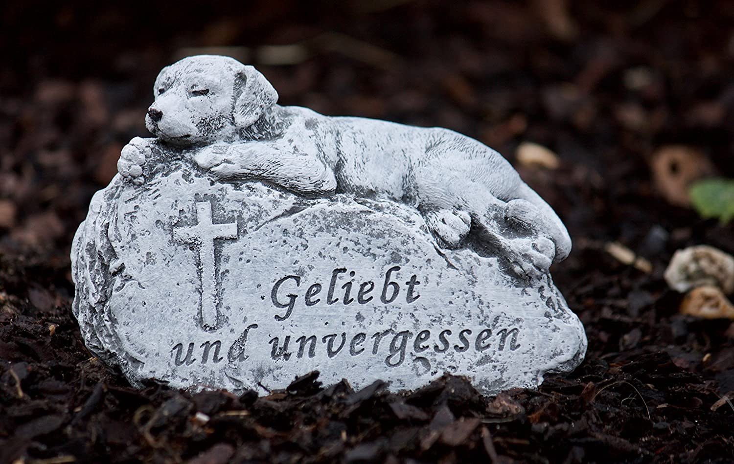 Stone and Style Gartenfigur Grabstein Hund Geliebt und unvergessen frostfes günstig online kaufen