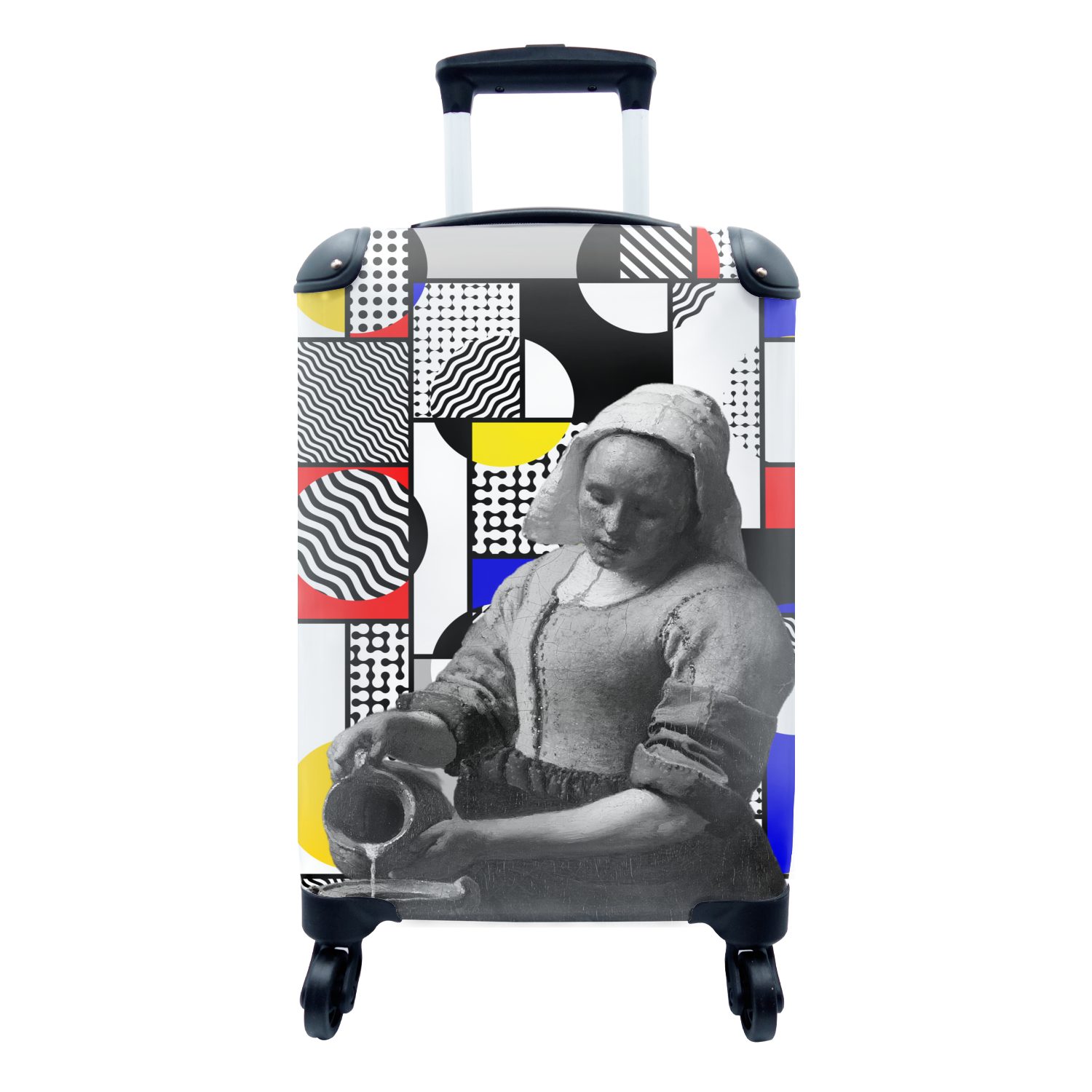 MuchoWow Handgepäckkoffer Collage - Mondrian - Milchmädchen, 4 Rollen, Reisetasche mit rollen, Handgepäck für Ferien, Trolley, Reisekoffer