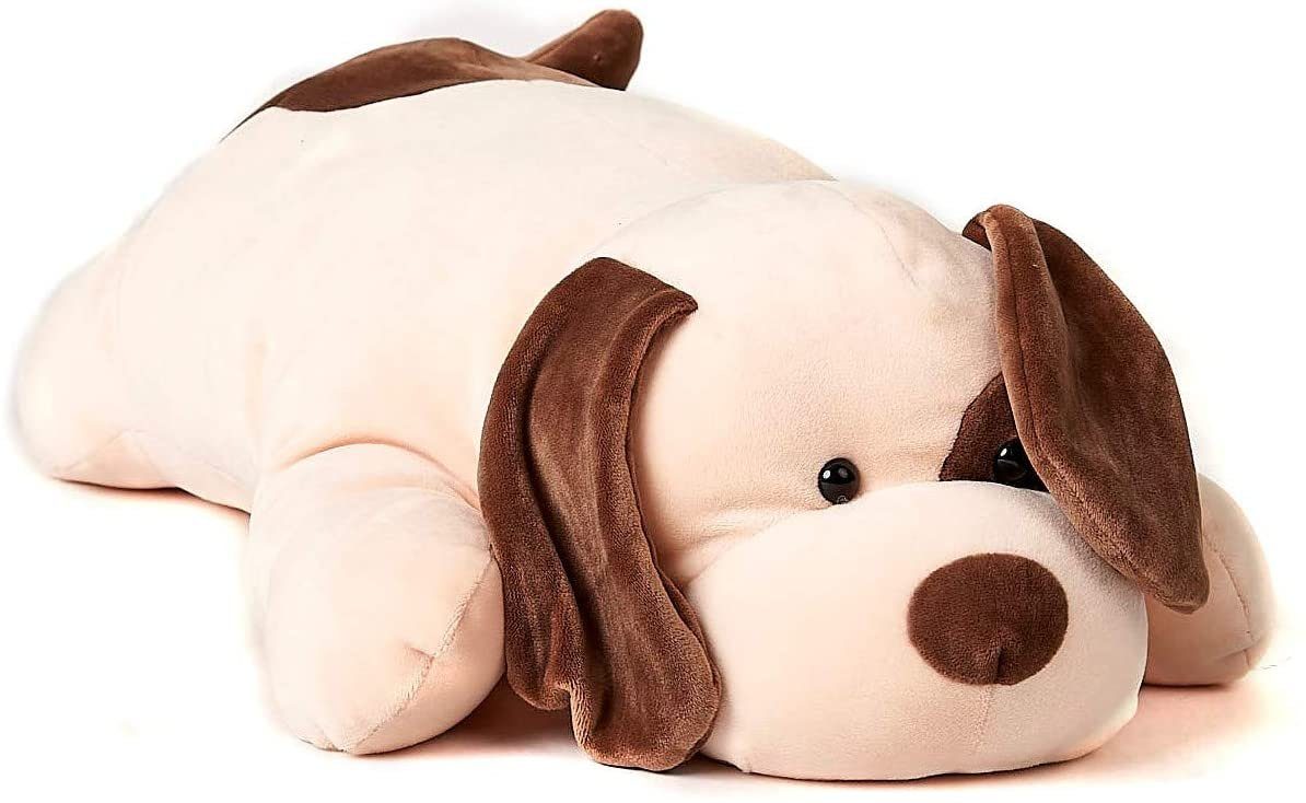 Uni-Toys Kuscheltier Plüsch-Kissen Hund (braun-beige) - ultraweich - 57 cm - Plüschtier