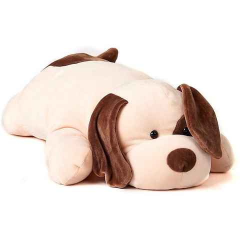 Uni-Toys Kuscheltier Plüsch-Kissen Hund (braun-beige) - ultraweich - 57 cm - Plüschtier