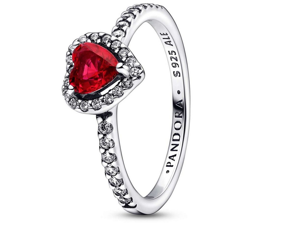 Pandora Silberring 198421C02, Damenring Erhabenes Herz Rot