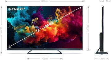 Sharp 4T-C75FQx LED-Fernseher (189 cm/75 Zoll, 4K Ultra HD, Google TV, Quantum Dot, QLED, Dolby Atmos, Dolby Vision, HDMI 2.1 mit eARC)