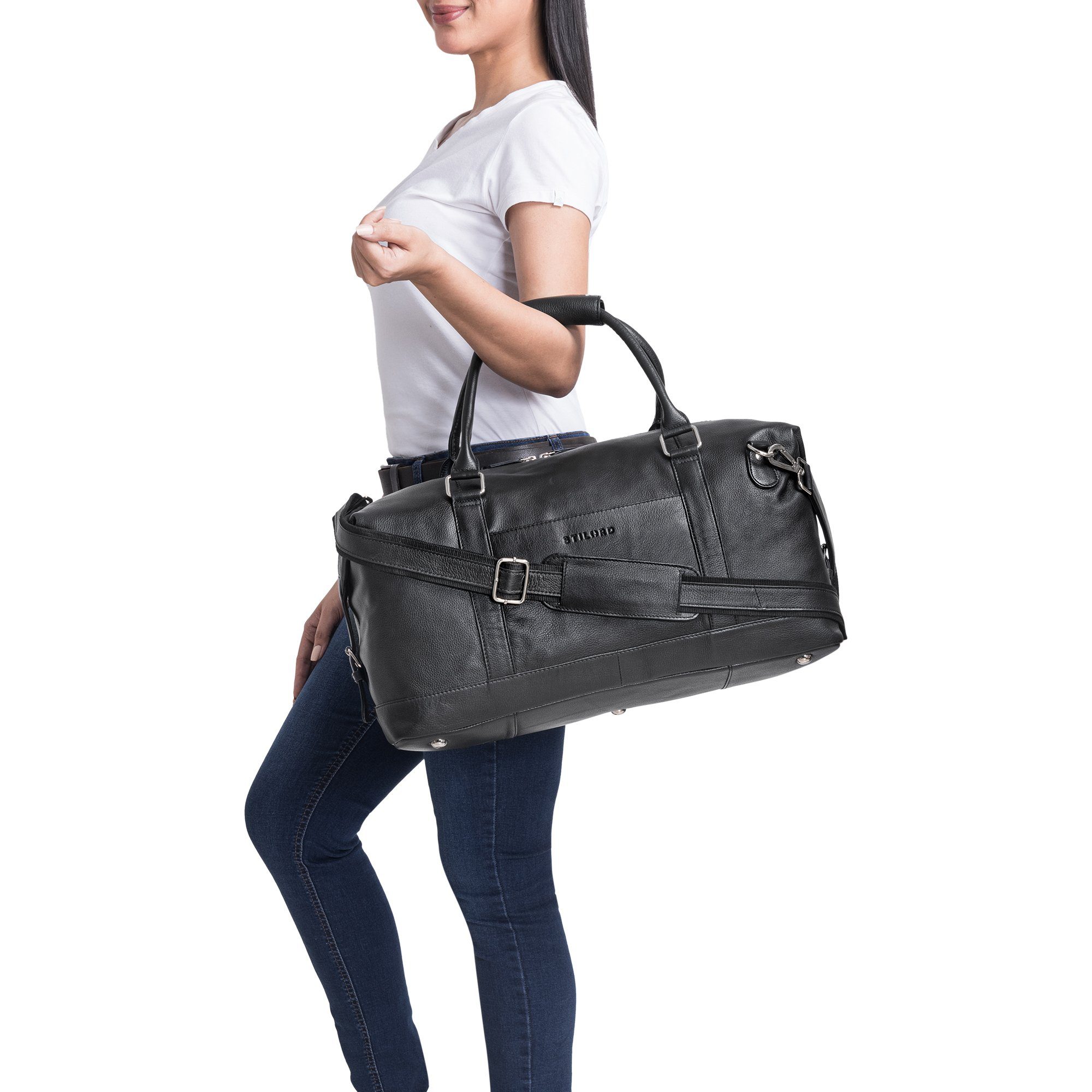 STILORD Weekender "Viator" Leder Reisetasche Weekender im Großformat für Damen Herren