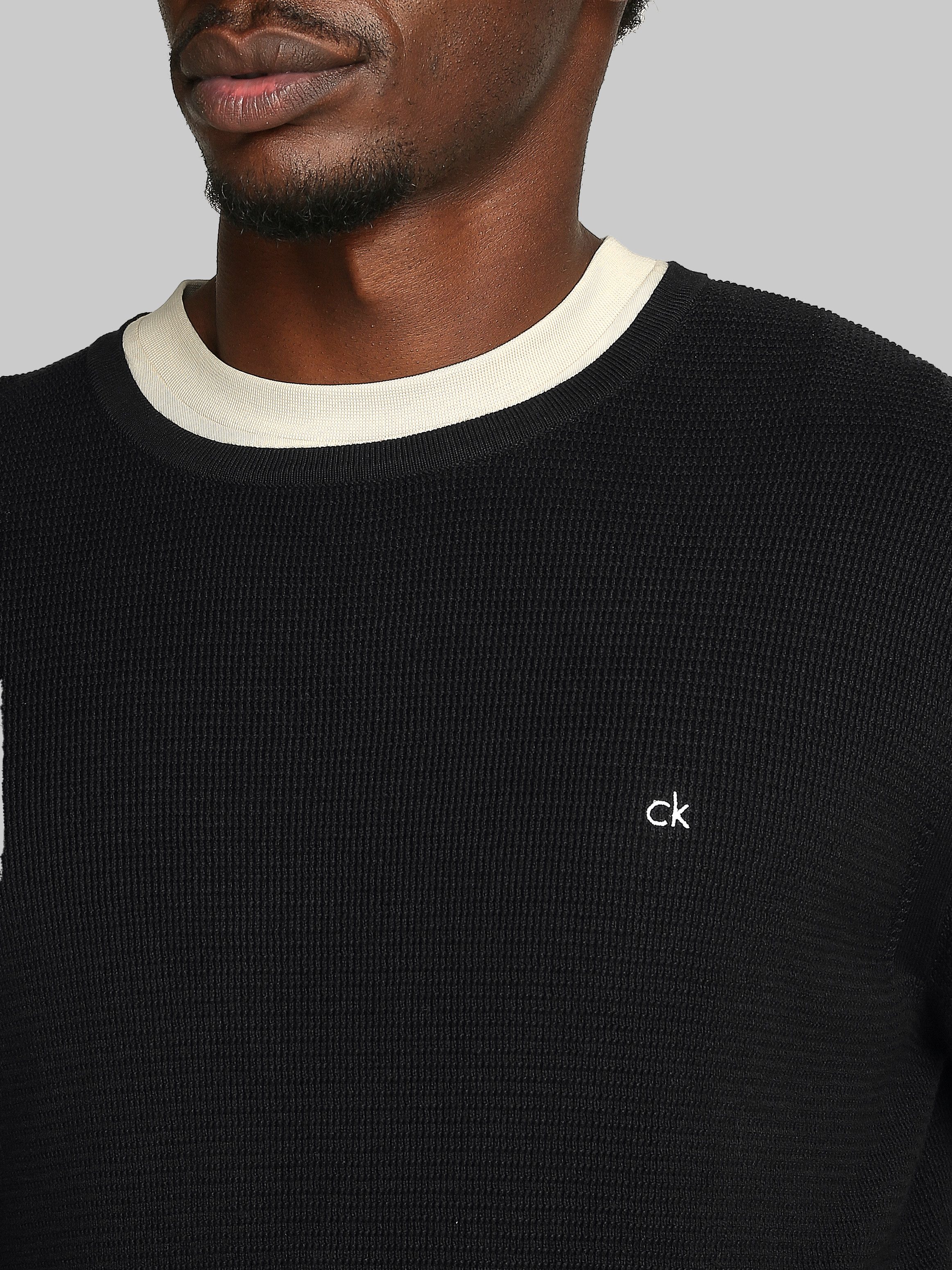 Calvin Klein Rundhalspullover MICRO WAFFLE TEXTURE günstig online kaufen