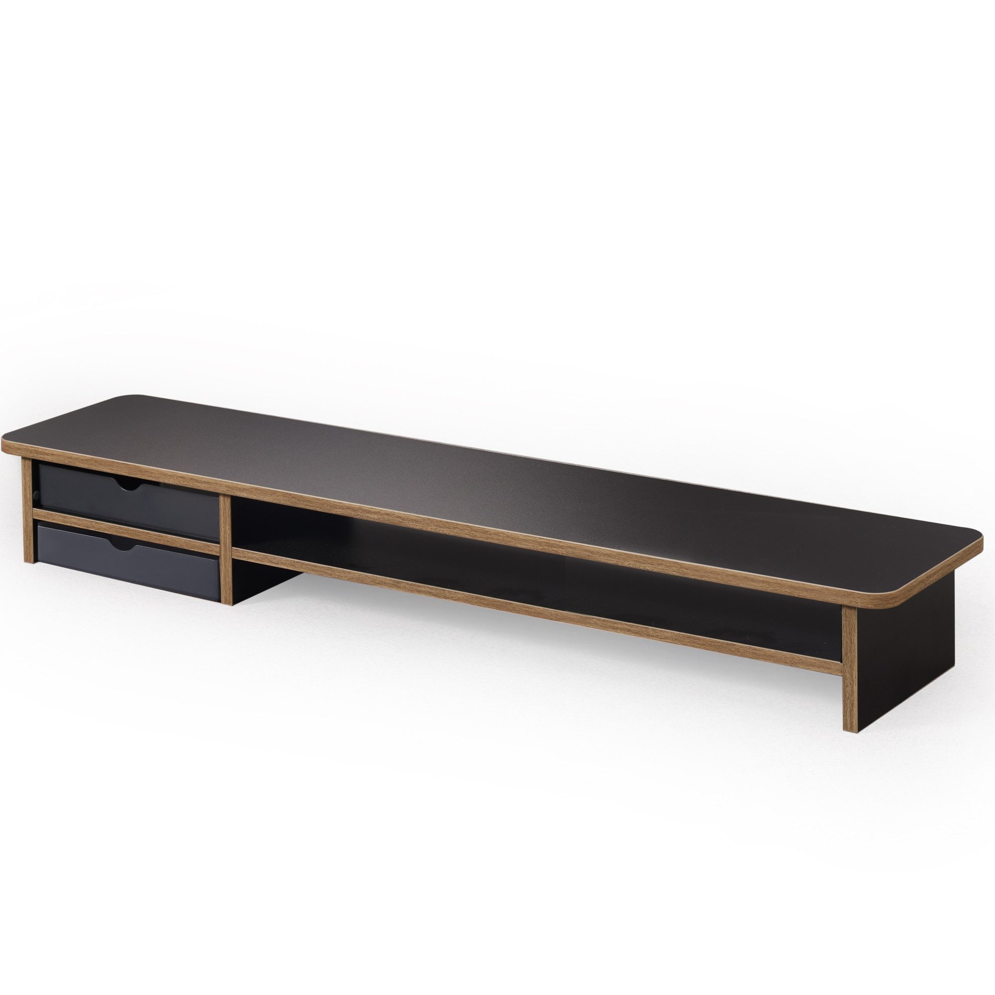 Fenge Monitorständer 108 cm breite Monitorerhöhung, Schreibtischaufsatz mit 2 Schubladen, (Schubladen flexibel positionierbar, Bildschirmerhöhung, wasserabweisend, kratzfest, fingerabdruckresistent)