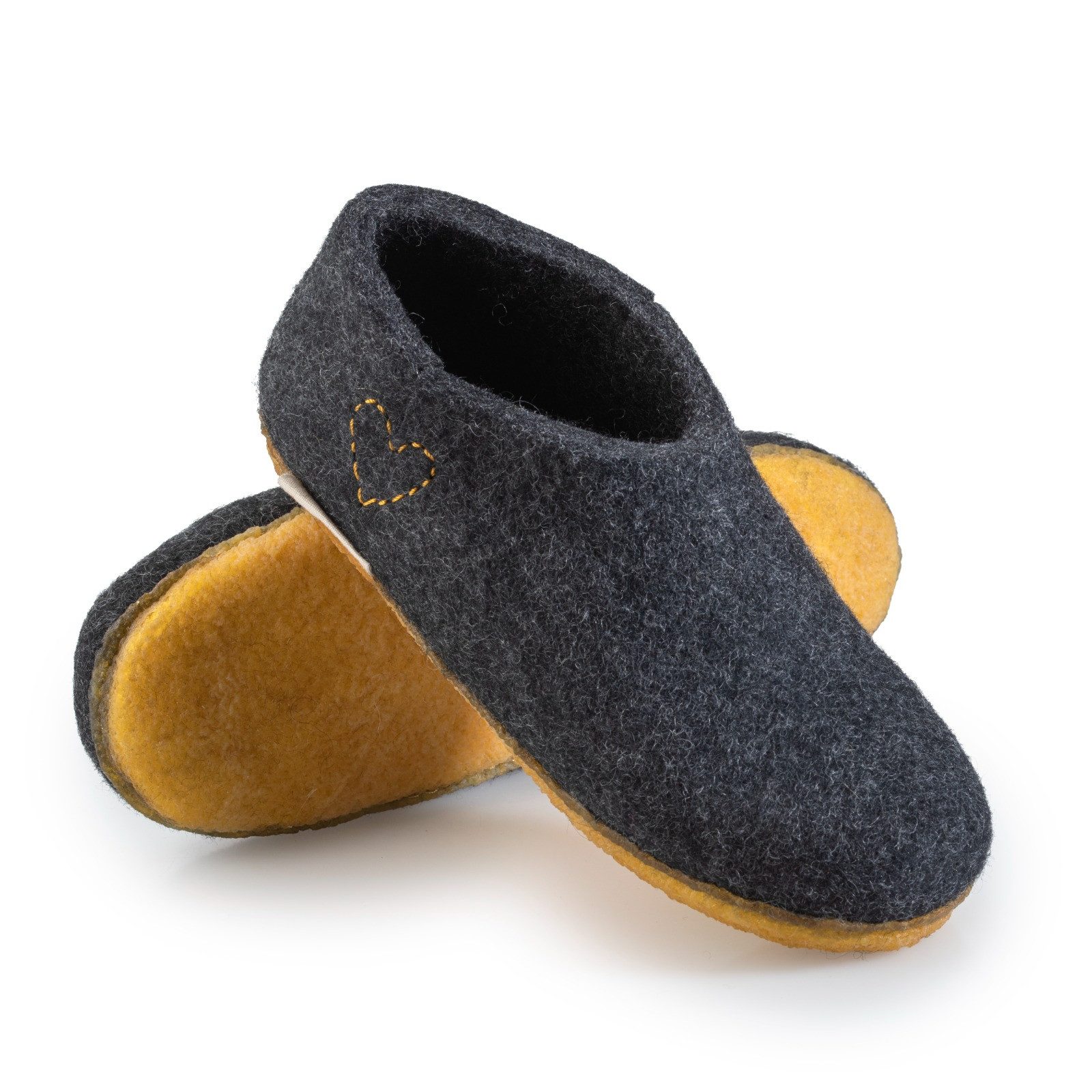 naturling Damen Boots Hausschuh (halbhohe Pantoffel mit) rutschfeste Kautschuksohle