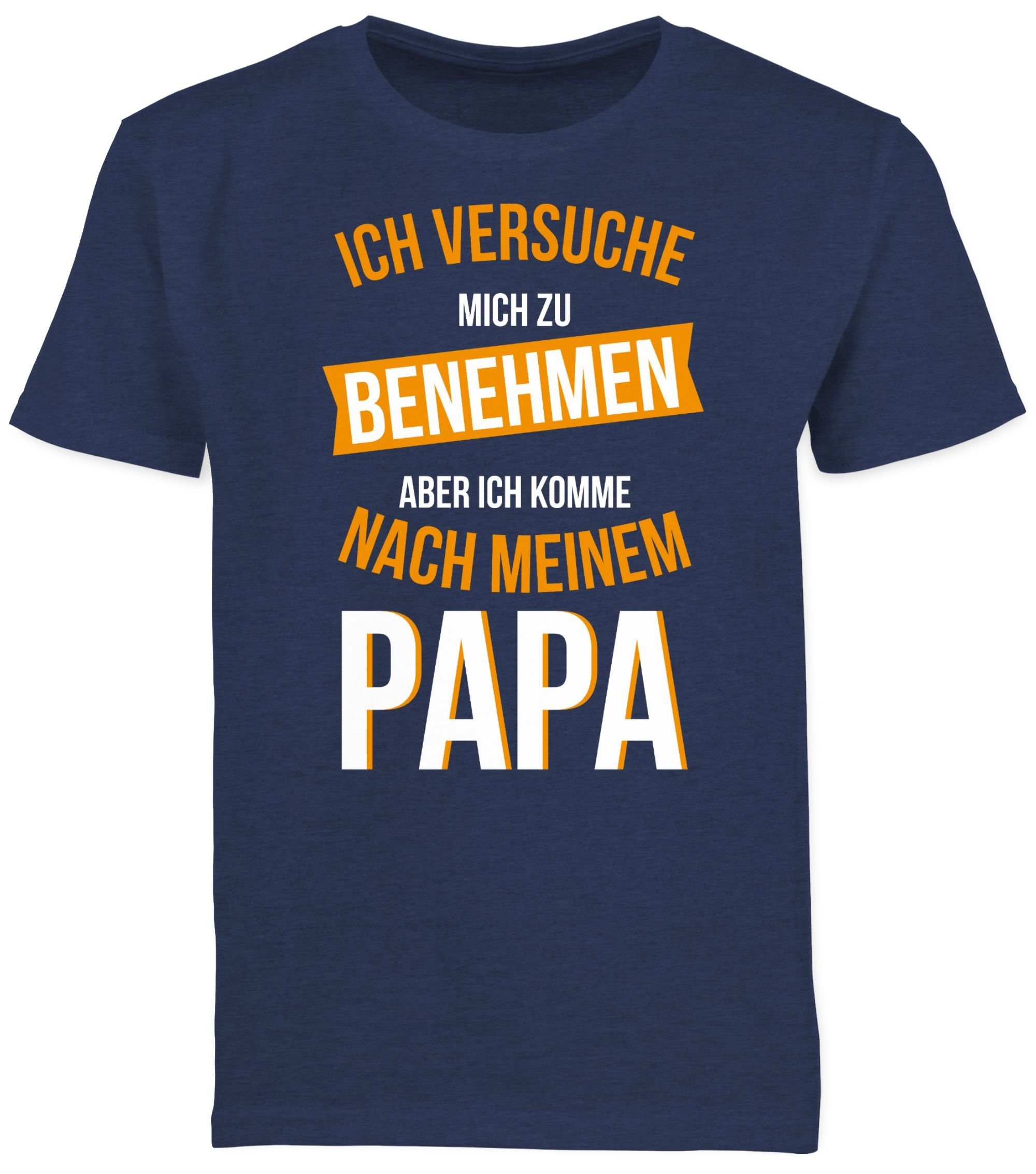 benehmen Papa Shirtracer Versuche Sprüche Statement T-Shirt komme mich nach 3 Kinder zu Dunkelblau Meliert