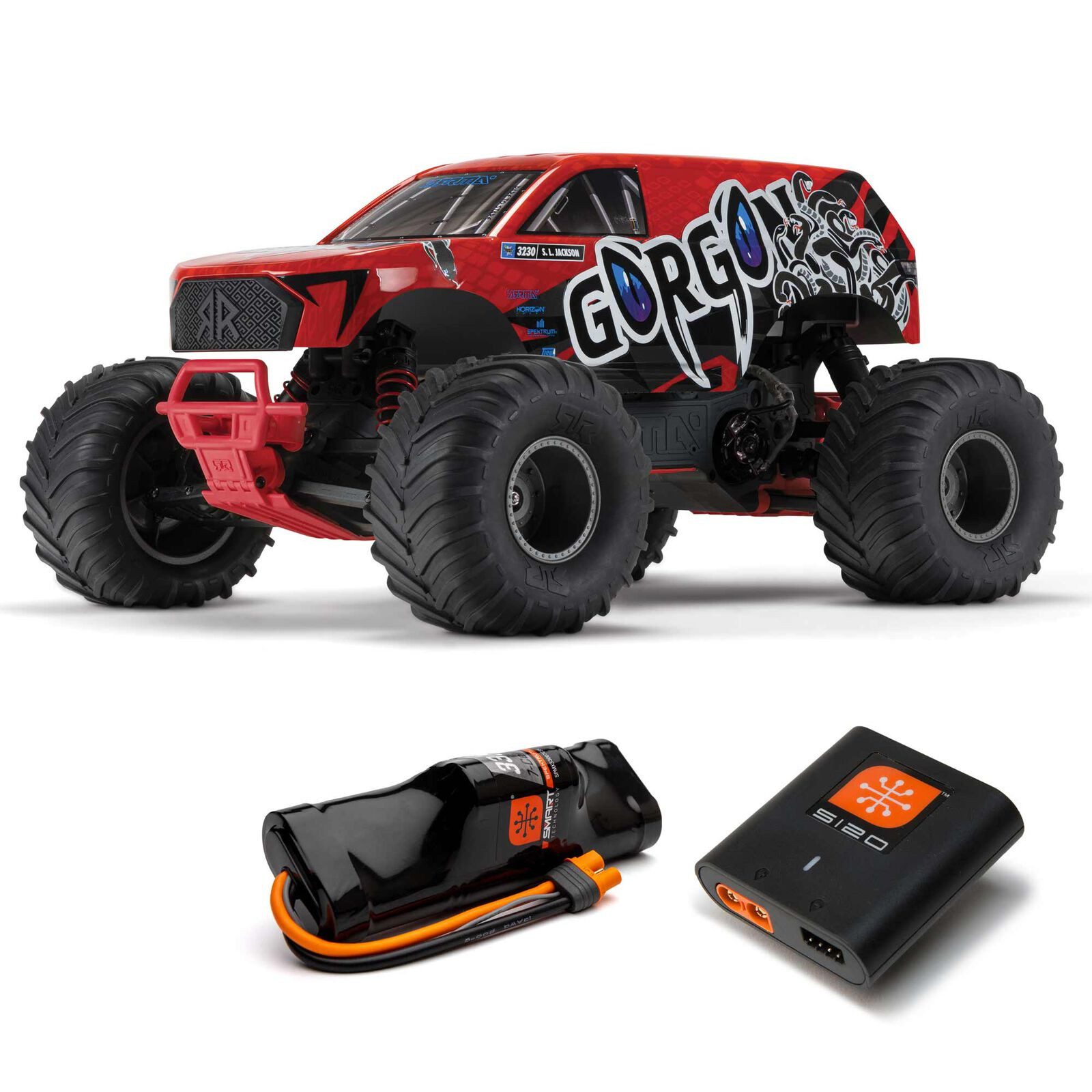 Arrma RC-Buggy Arrma Gorgon 4x2 Mega 550 Monstertruck Rot RTR 1:10 mit Akku, Lader