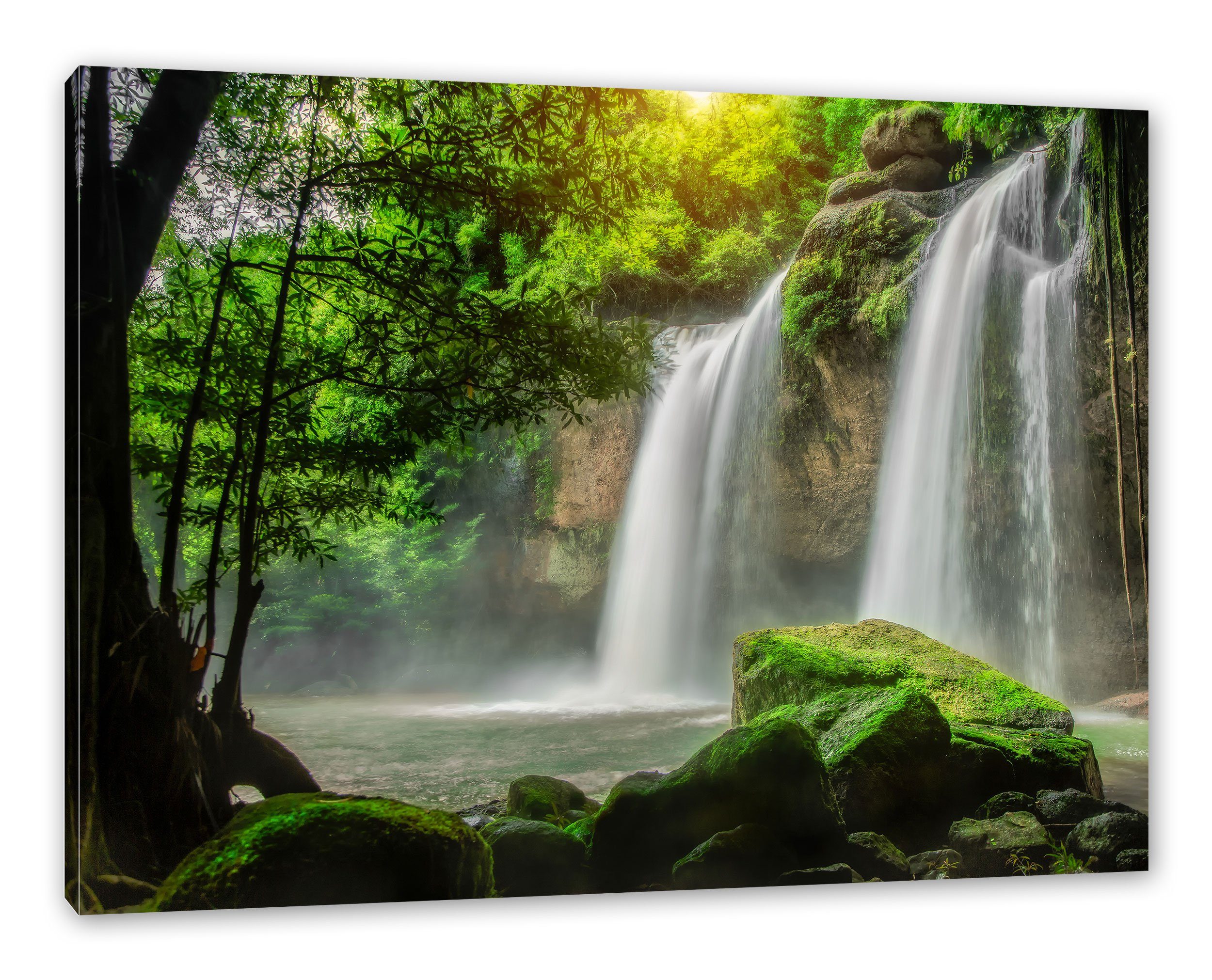 Leinwandbild inkl. bespannt, Zackenaufhänger (1 Wasserfall fertig St), Pixxprint Wasserfall, Leinwandbild
