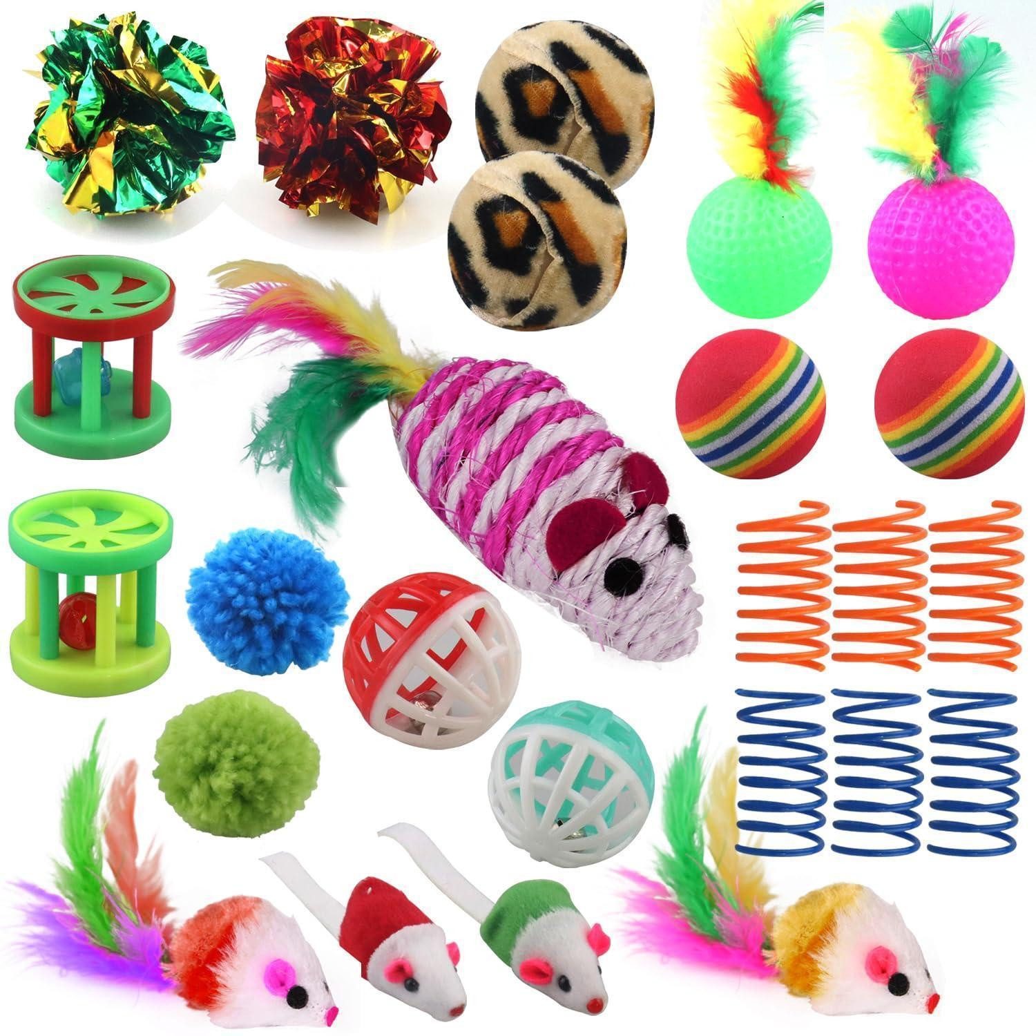LuxusKollektion Tier-Beschäftigungsspielzeug Katzenspielzeug Set 25tlg. bunte Mischung, Kunststoff