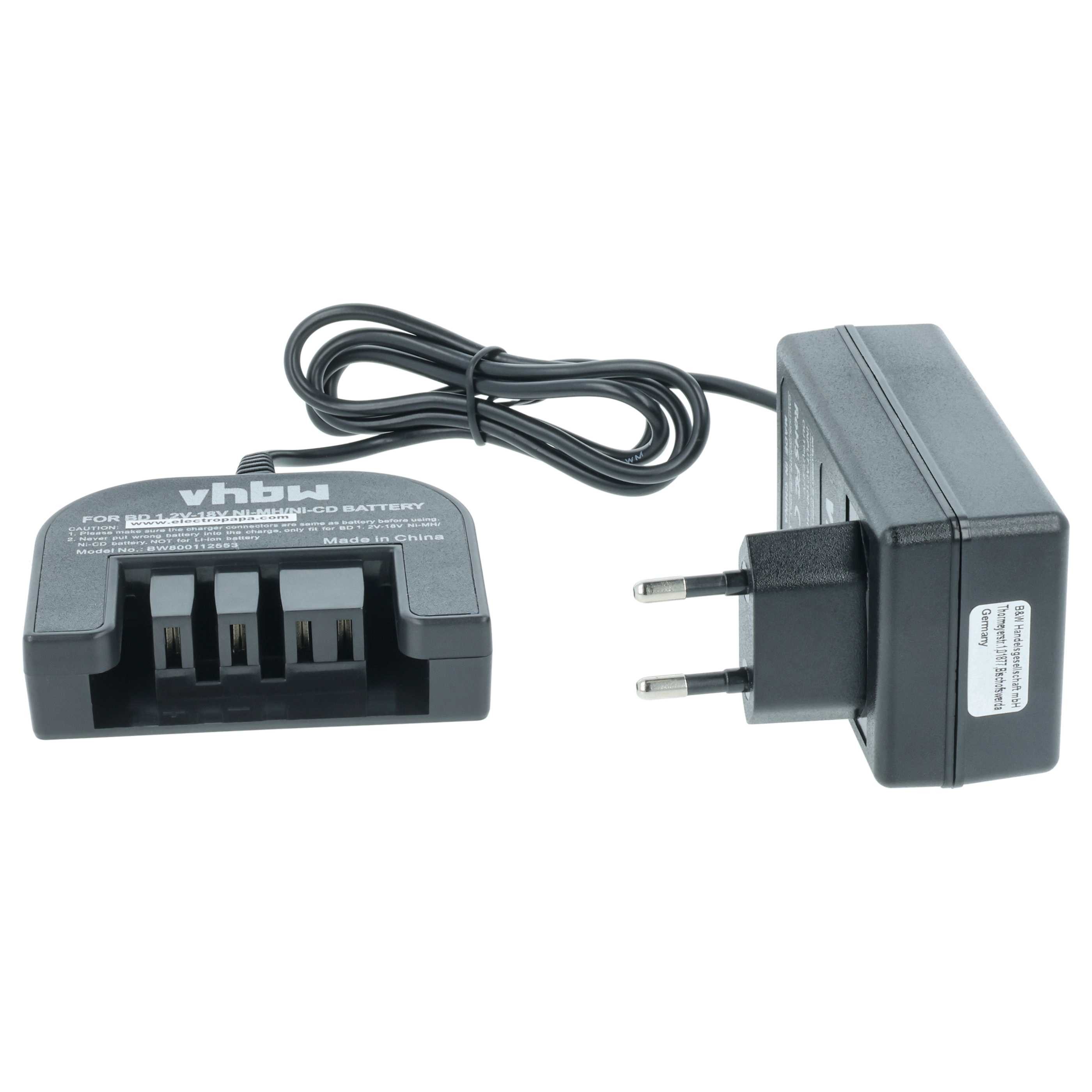 vhbw passend für Black & Decker CP12KB, CP122KB, CP12K, CDC1200K, CP14K, Werkzeug-Akku-Ladetechnik