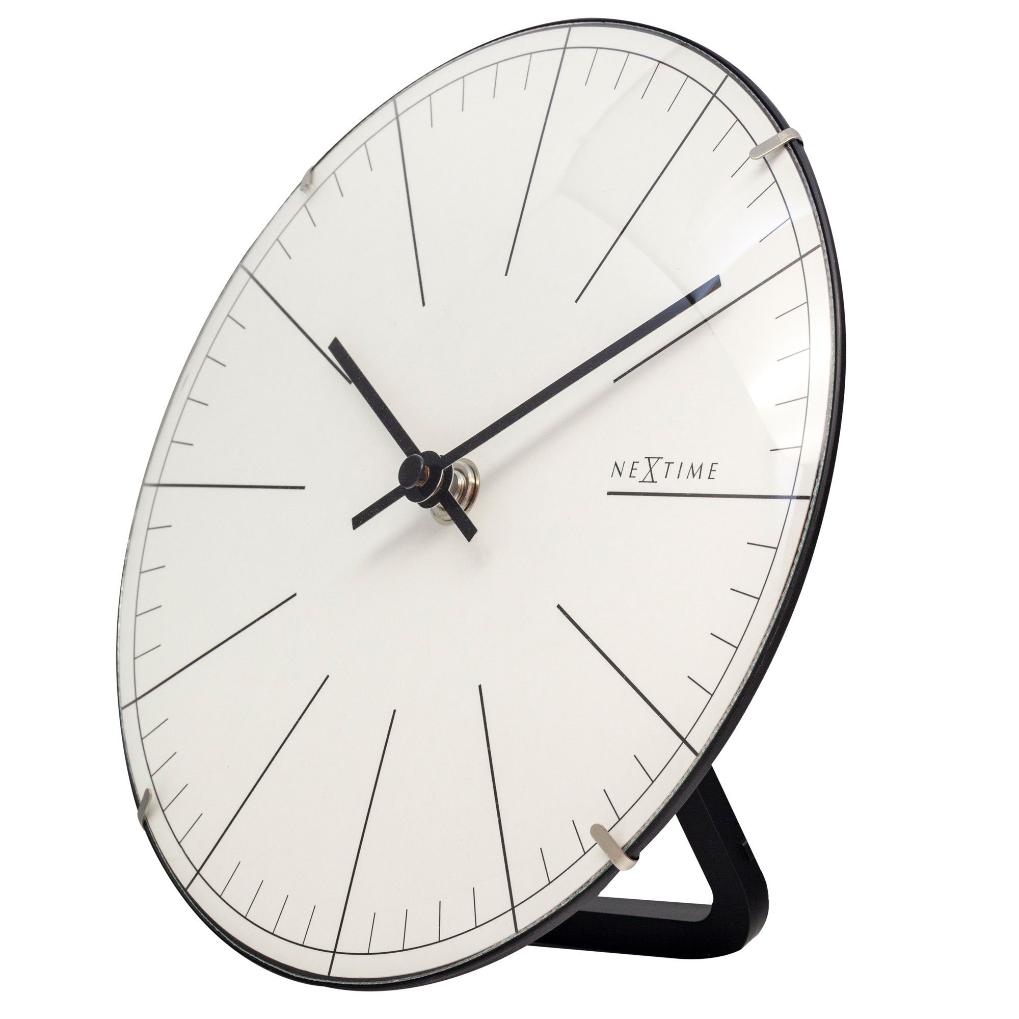 kumpelförmigen NEXTIME (aus Glas) Wanduhr weiß 3506