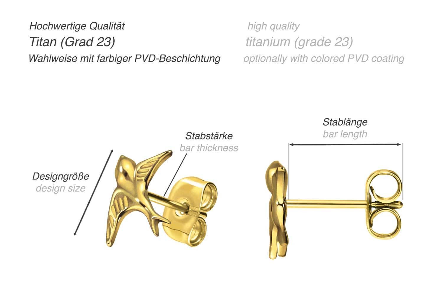 FILANGO Paar Ohrstecker Titan Ohrstecker SCHWALBE (Ohrstecker, 1-tlg) – Bild 4 von 4