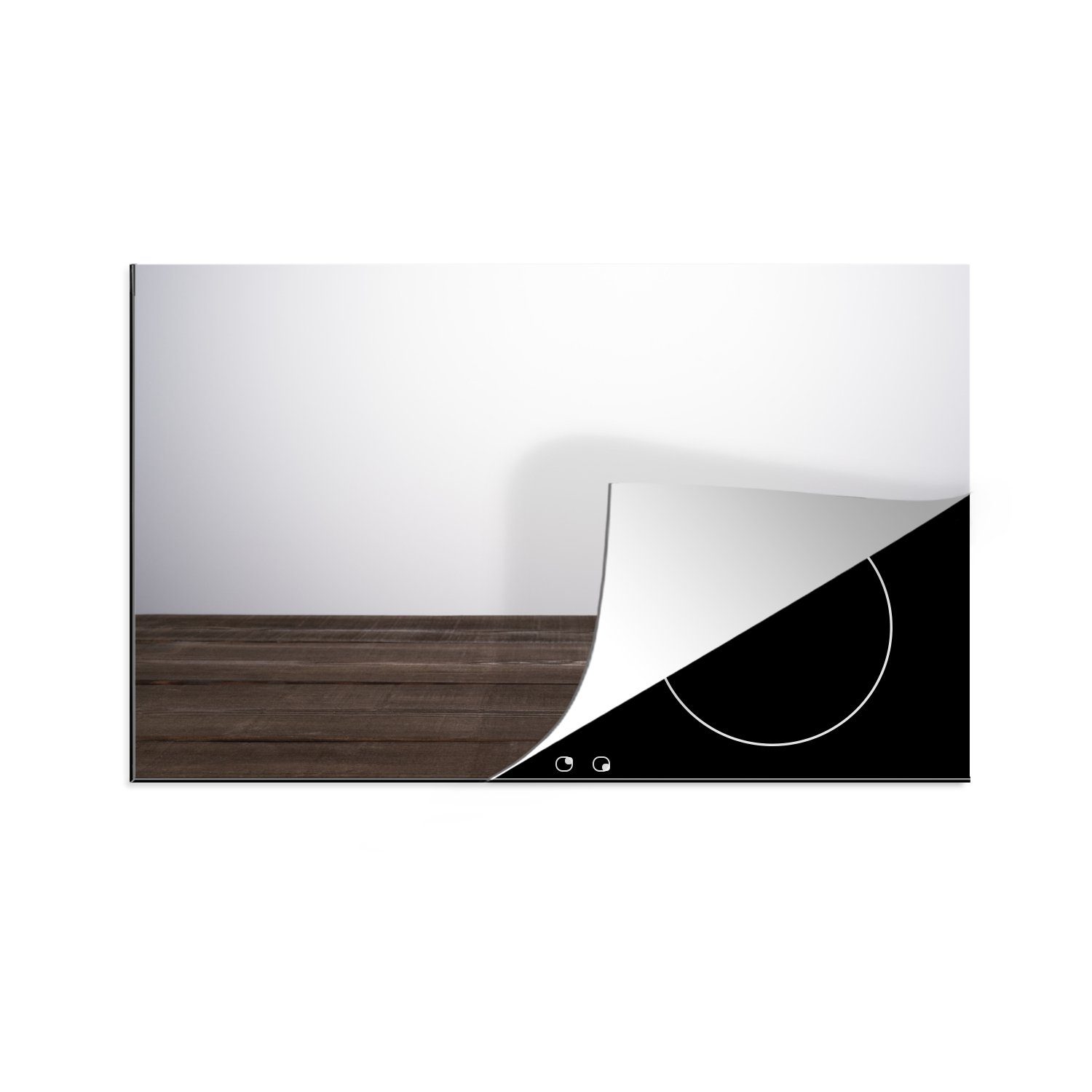 81x52 die MuchoWow küche, Vinyl, cm, für (1 weißem Regalstruktur Hintergrund, tlg), Schutz mit Ceranfeldabdeckung Induktionskochfeld Herdblende-/Abdeckplatte