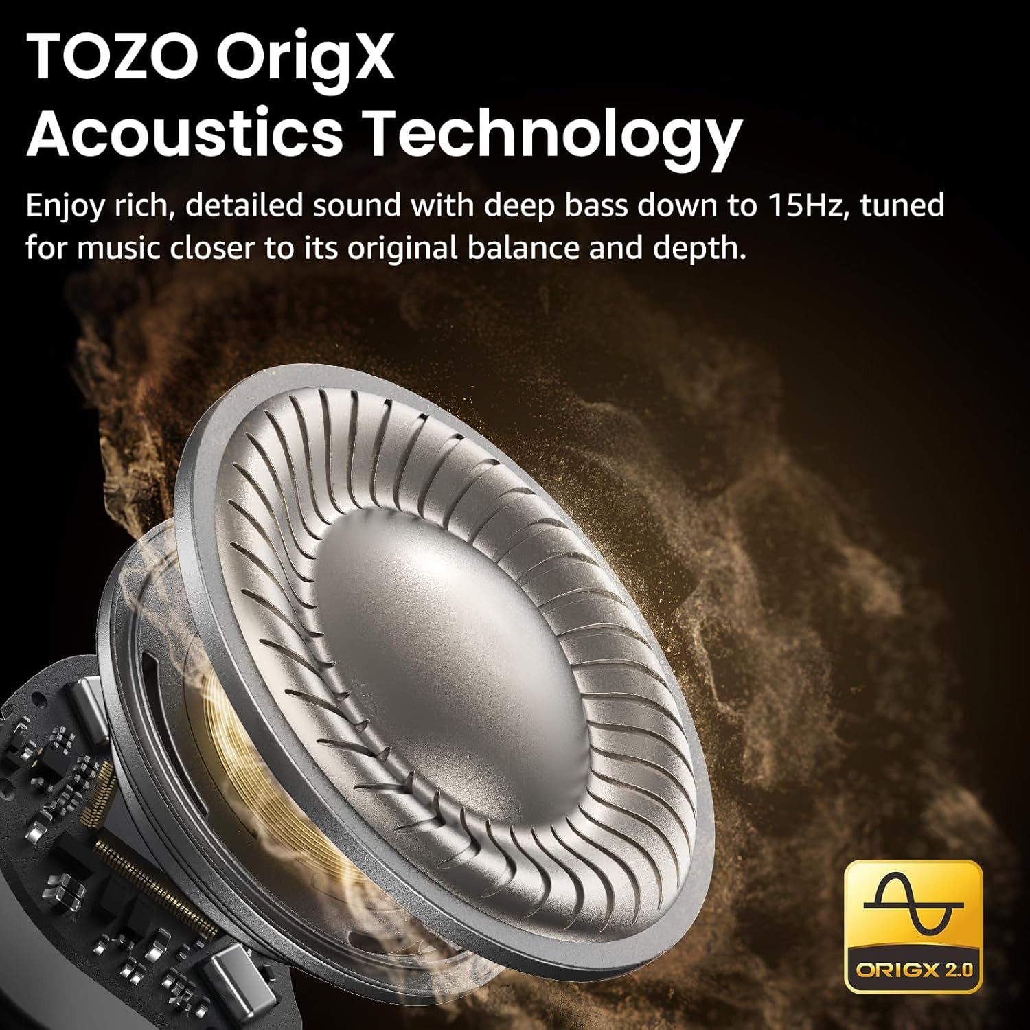 TOZO Bluetooth ANC 45dB Noise Cancelling, 60h Akku, IPX8 In-Ear-Kopfhörer (Bis zu 60 Stunden Akkulaufzeit mit praktischem Ladecase ermöglichen lange Nutzung ohne häufiges Aufladen unterwegs, Kabellose Audio mit 6 Mikrofonen ENC, Tiefbass, App EQ Modi)