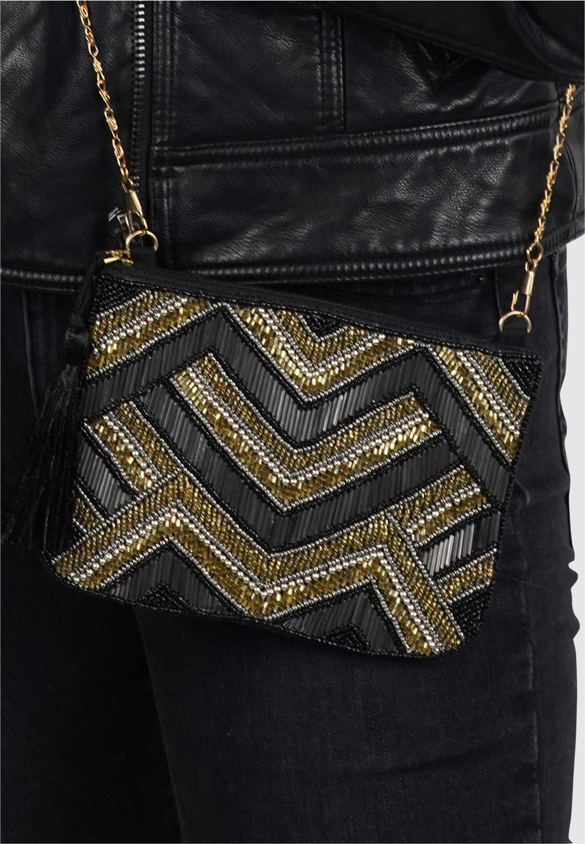 Harpa Schultertasche LORIETTA, mit aufwendiger Perlen-Stickerrei