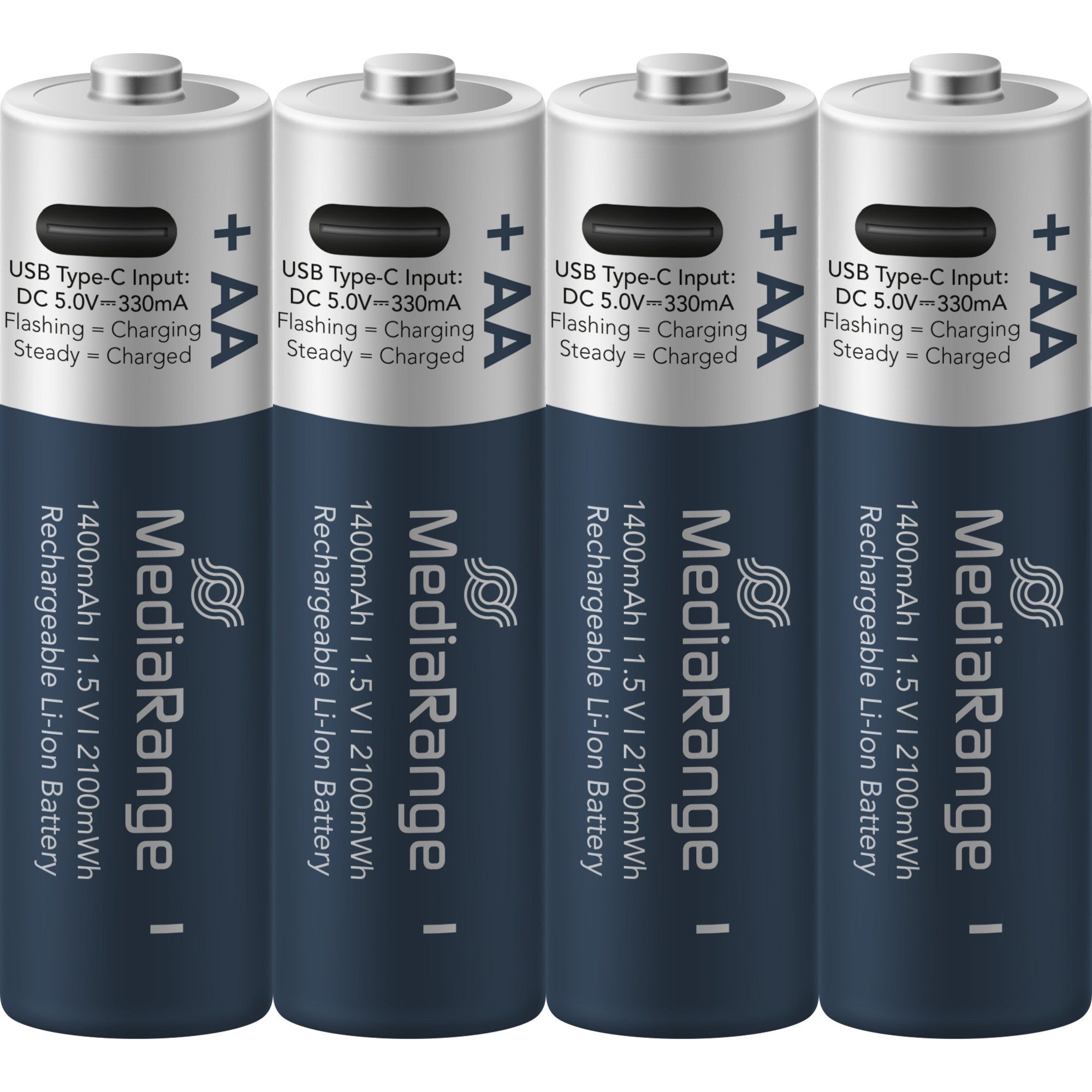 Mediarange MediaRange USB-C Li-Ion Akku, Mignon AA I 1.5V, Akku (1,5 V V)