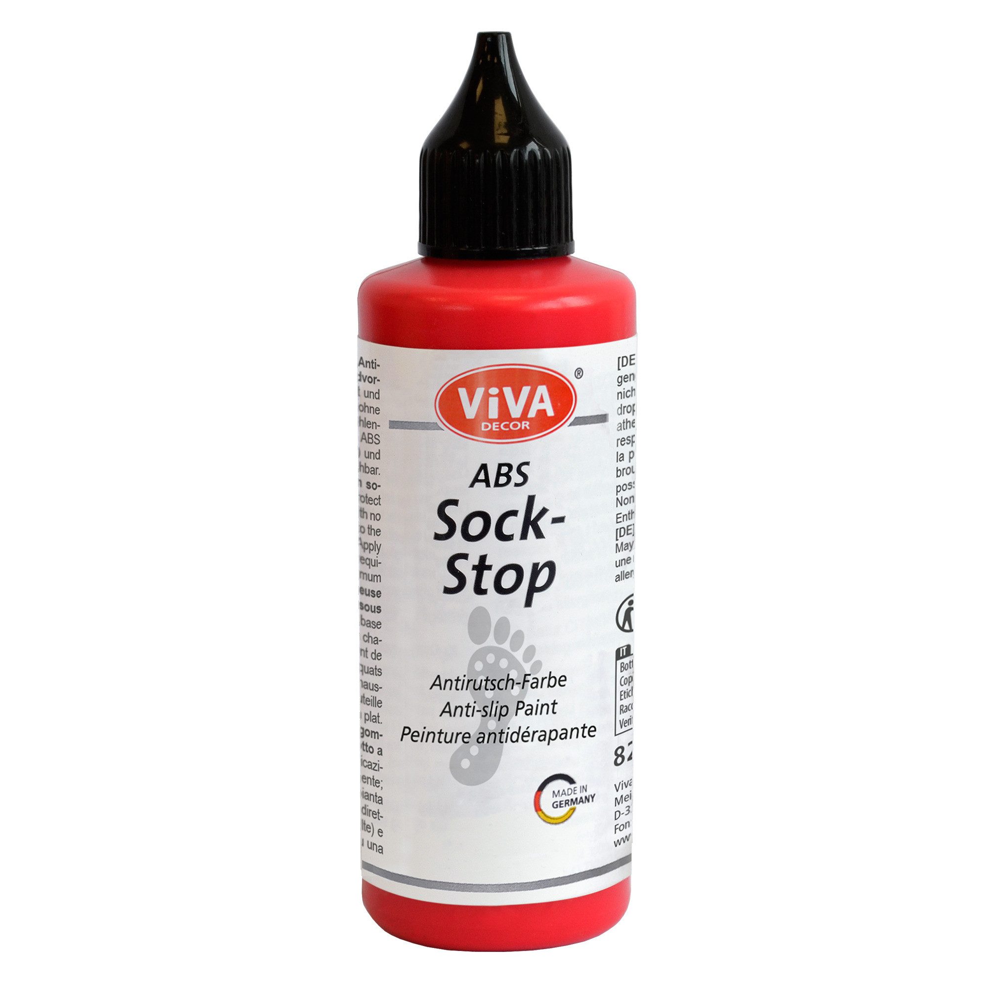 Viva Decor Bastelfarbe ABS Socken-Stopp Antirutsch-Farbe für Socken, Teppiche & Textilien, wasserbasiert, latexfrei, geruchsneutral, waschbar bei 30 °C