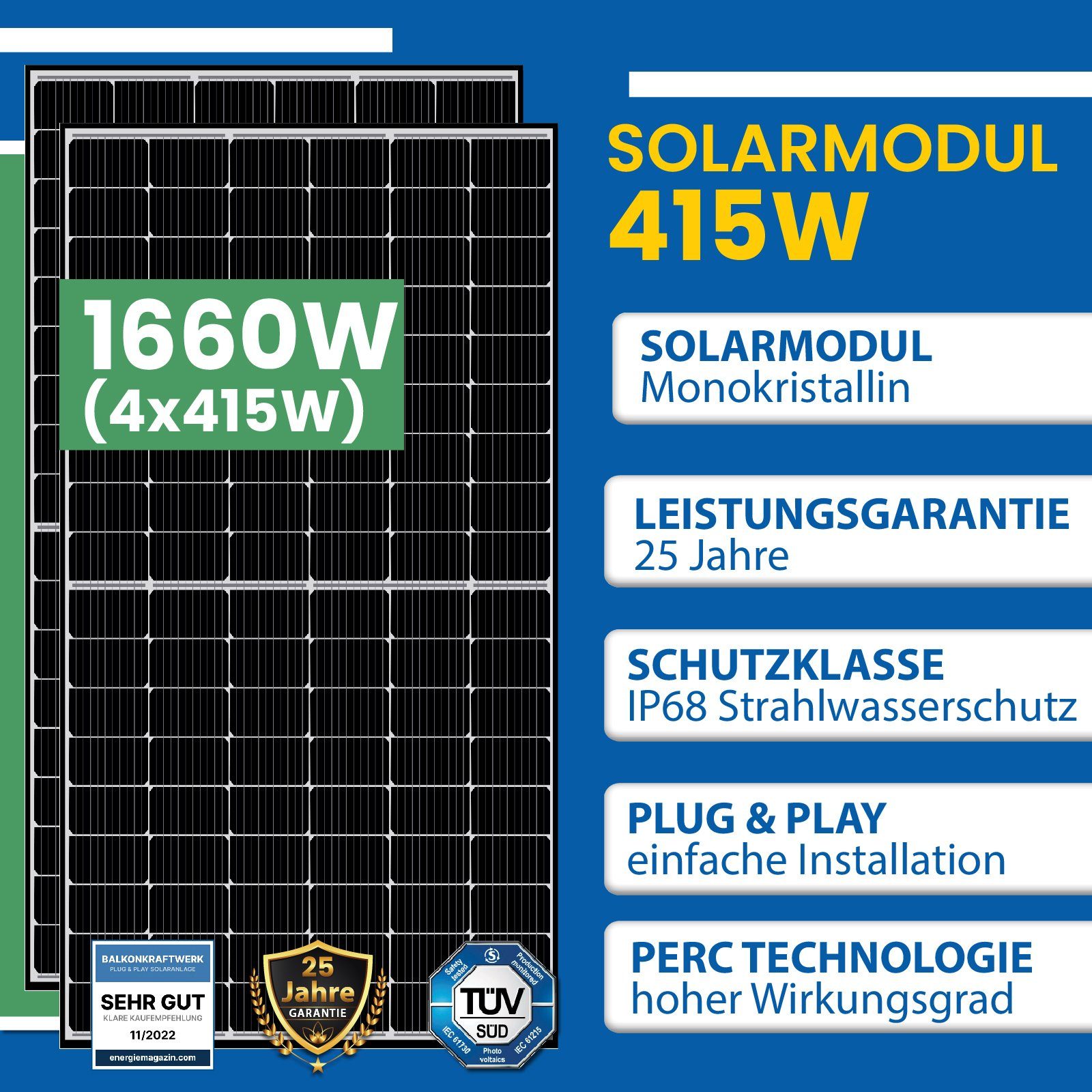 EPP.Solar Solaranlage 1660W PV-Montage Hoymiles Stockschrauben, Photovoltaik Wechselrichter, DTU-WLite-S Balkonkraftwerk, HMS-1600-4T