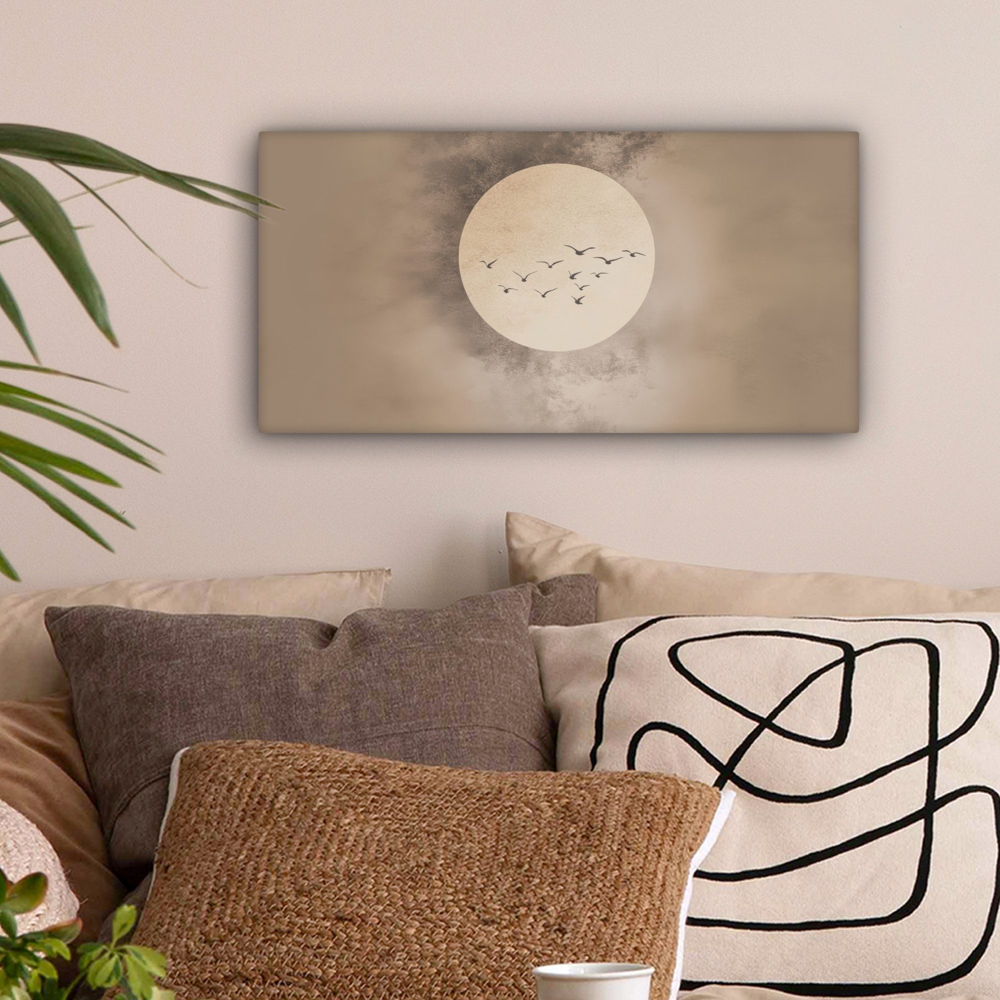 OneMillionCanvasses® Leinwandbild Panorama Vogel - Beige günstig online kaufen